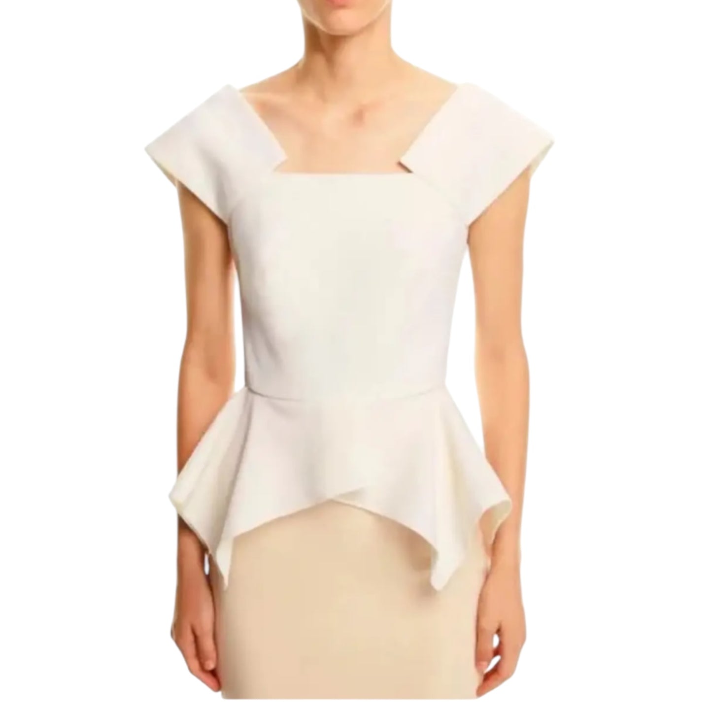 Roland Mouret Cream Peplum Top - 12/14