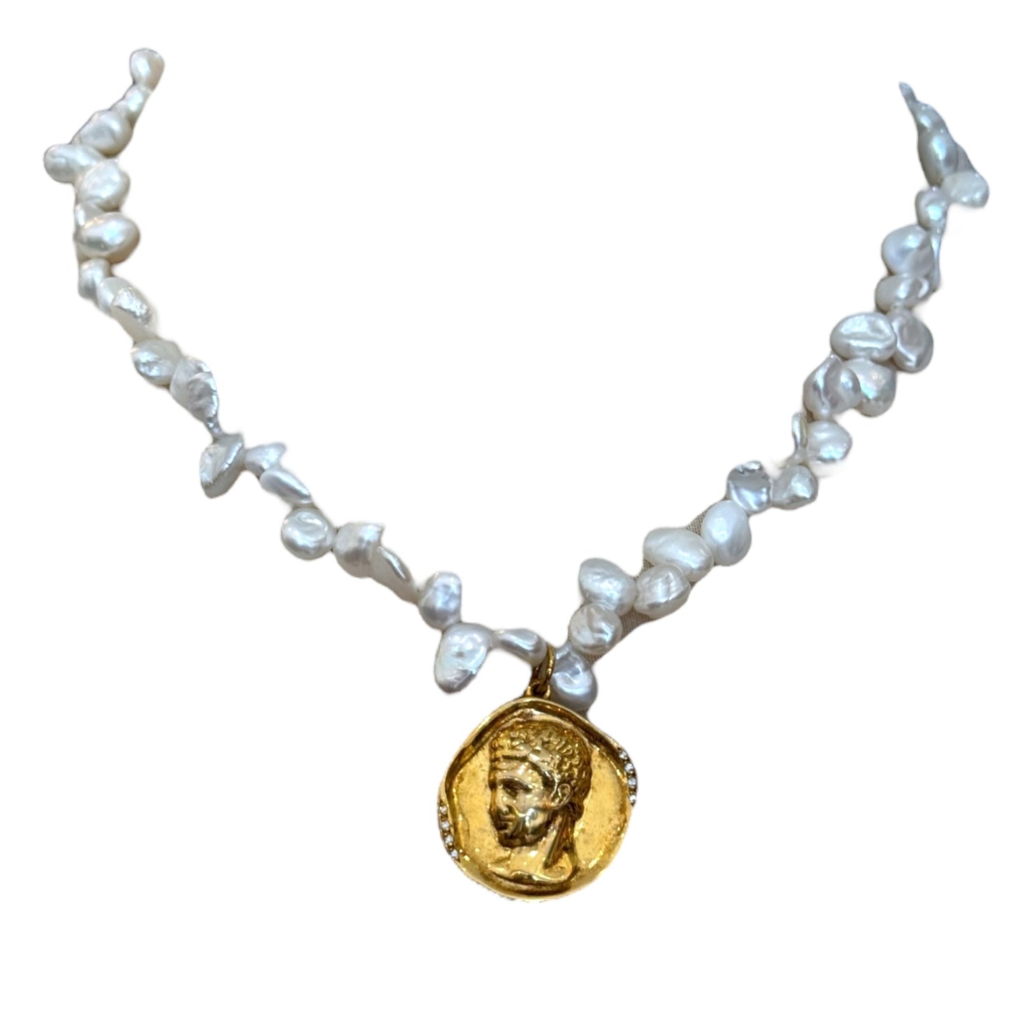 Hermina Athens Hermis Lustre Clip On Flower Pearl Necklace