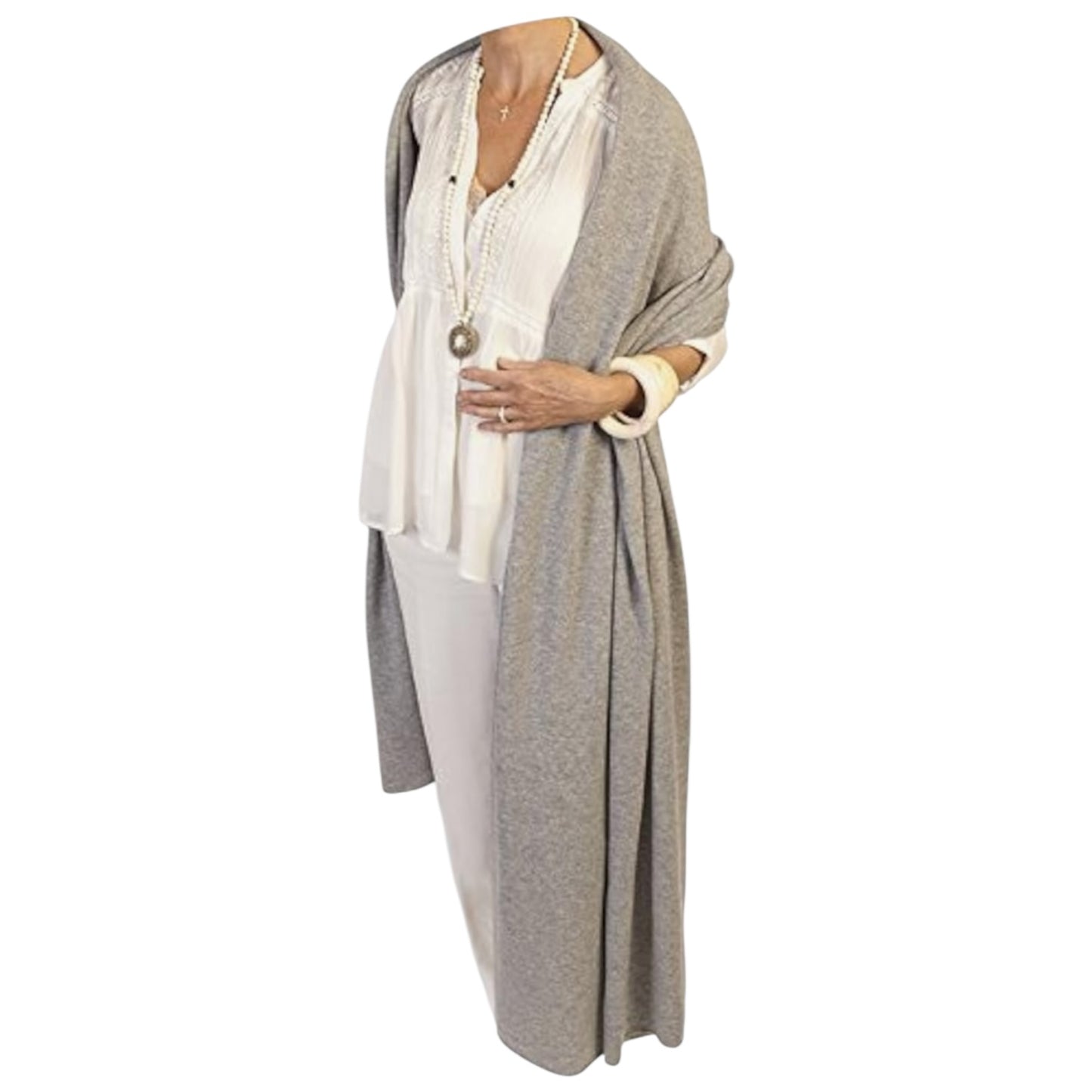 Catherine Robinson Grey Pure Cashmere Oversized Wrap