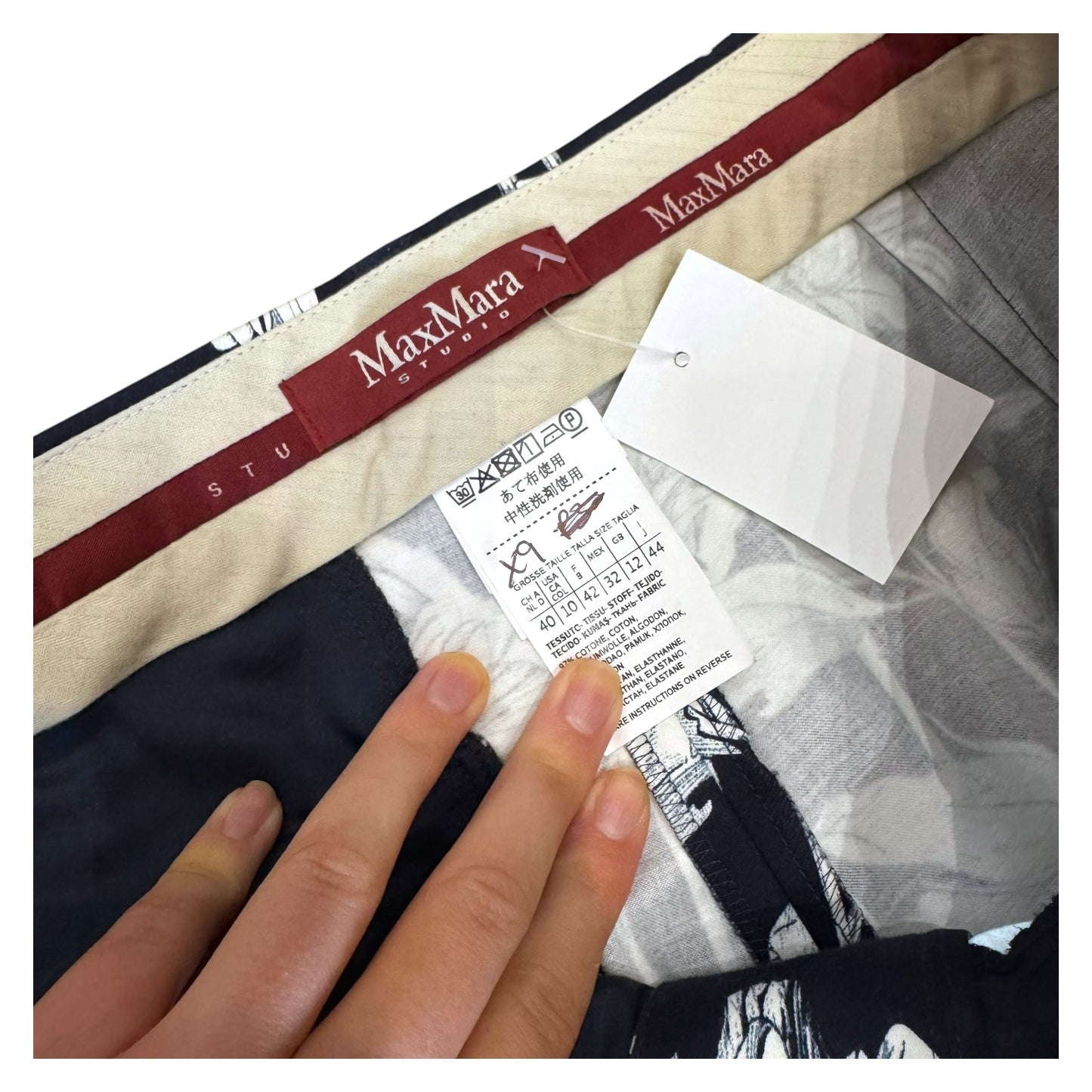 Max Mara Studio Navy Floral Trousers - 12
