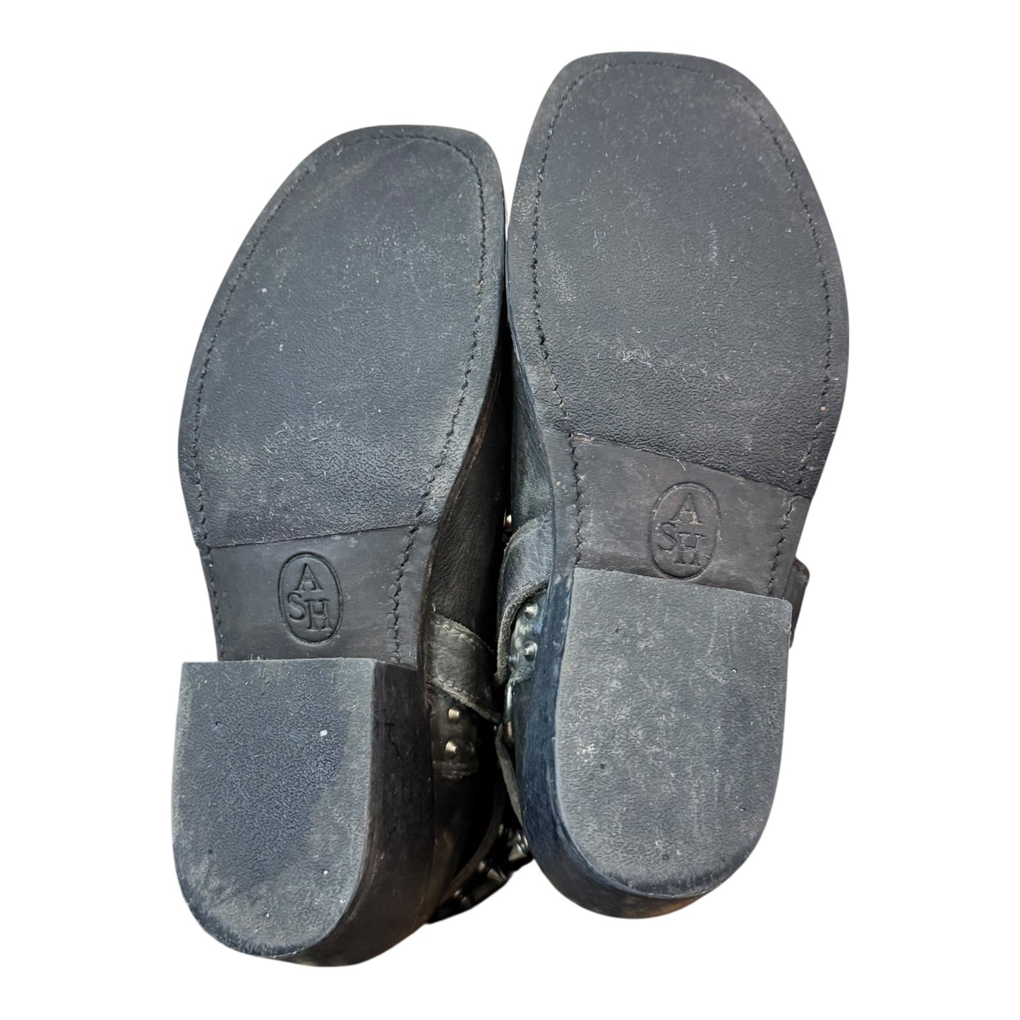 Ash Leather Mid-Calf Distressed Studded Boots - 37/4 - Worn Twice