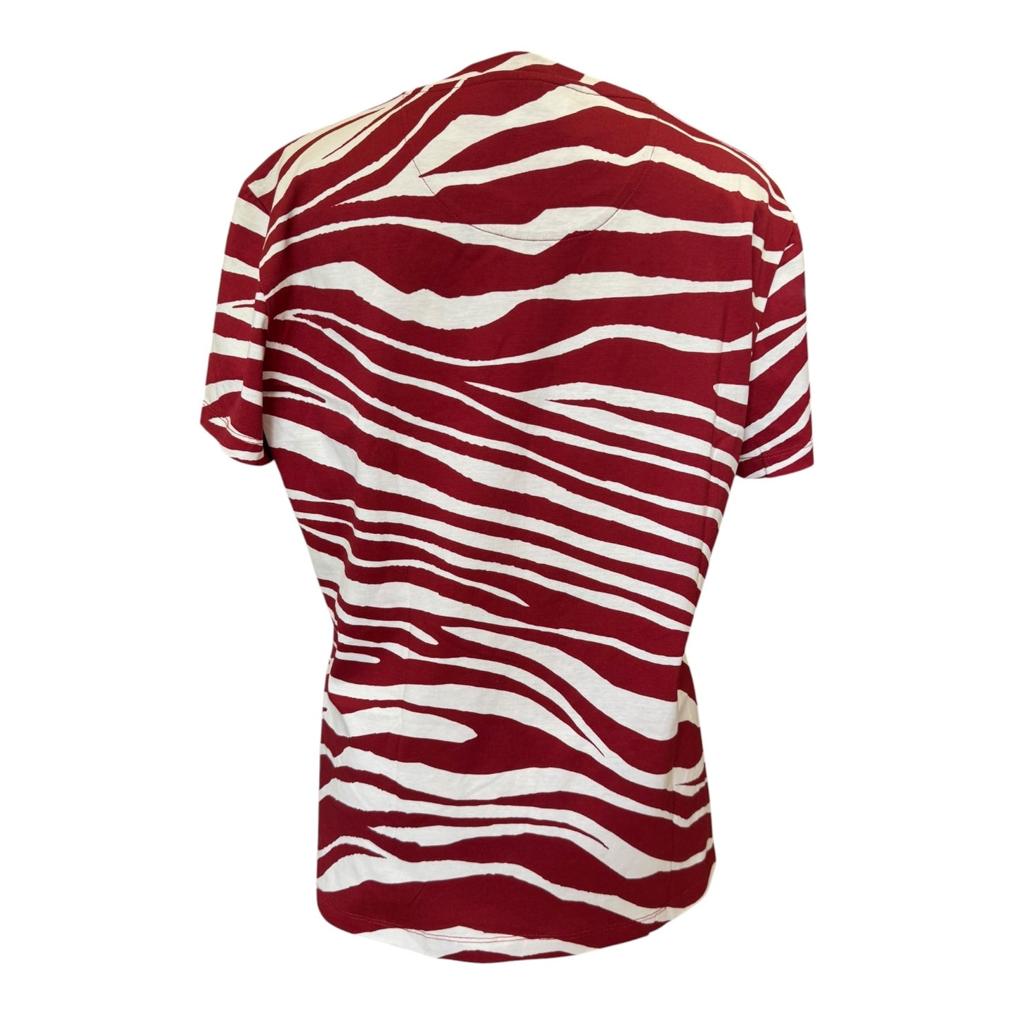 Roberto Cavalli Burgundy and White Zebra T Shirt - 12 - NEW