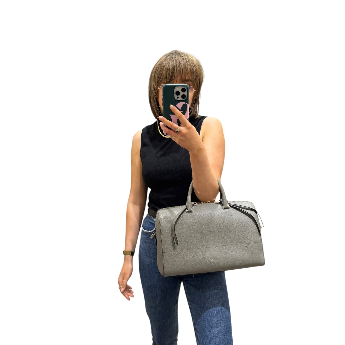 Jigsaw Grey Leather Bag