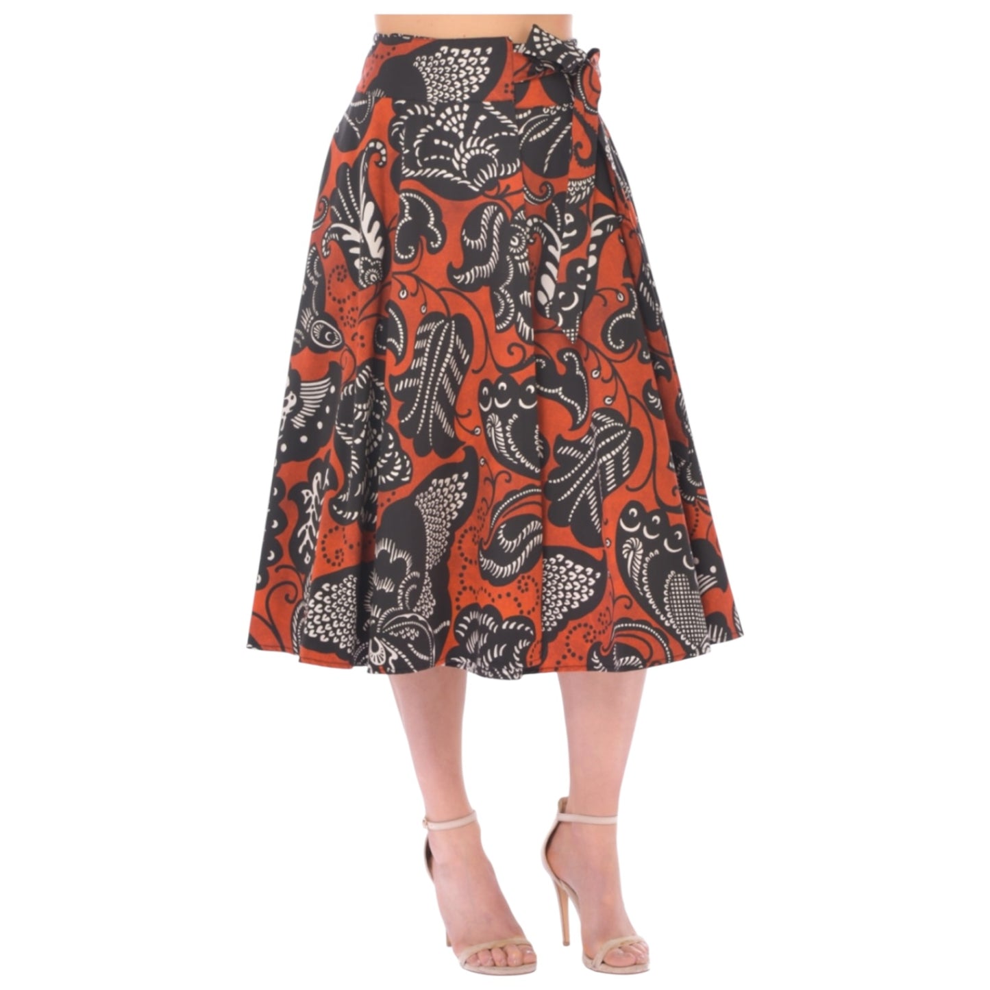 Icona 100% Cotton Brown and Black Print Skirt - 12 - NEW