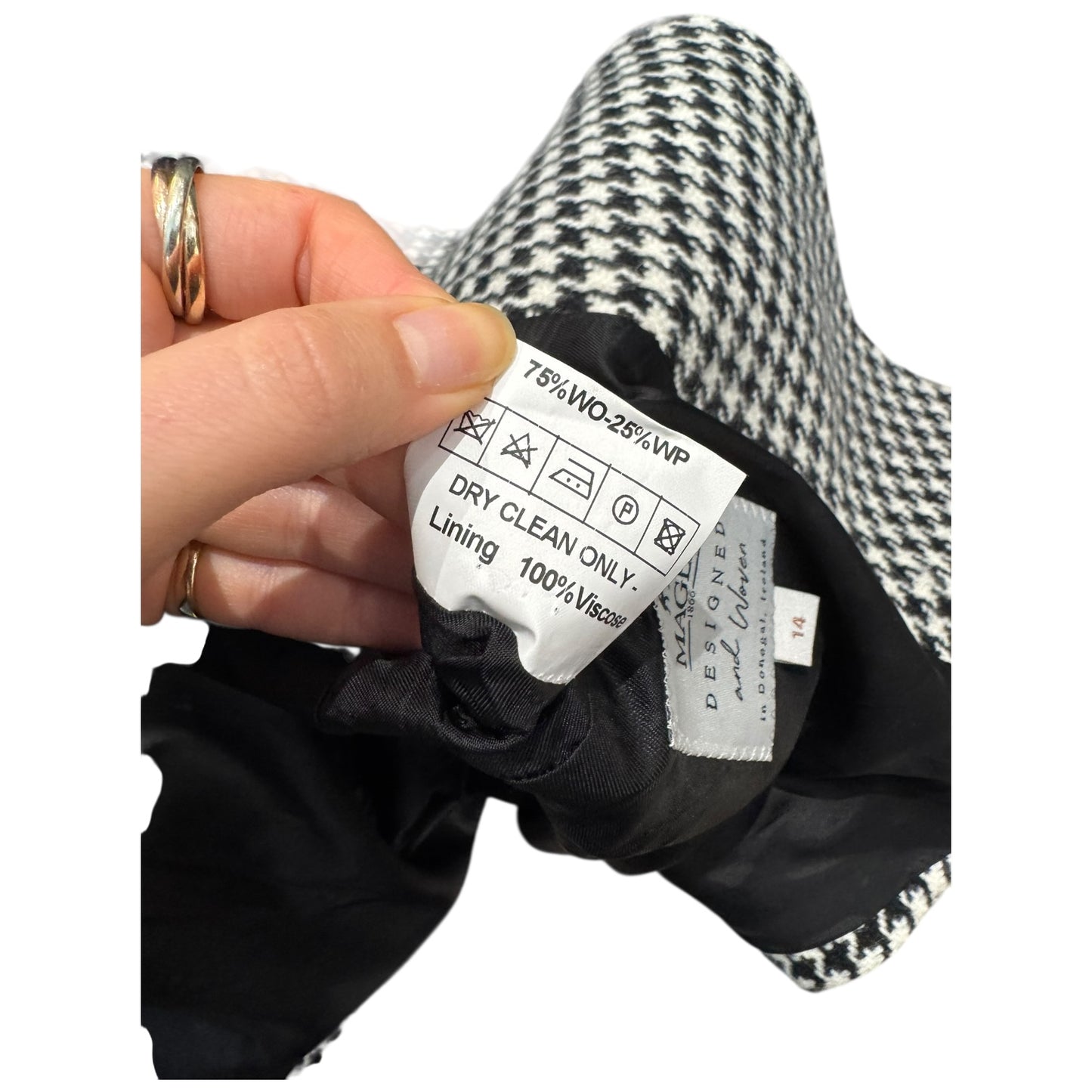 Magee Klara Black and White Houndstooth Wrap Jacket - 14/16 - NEW