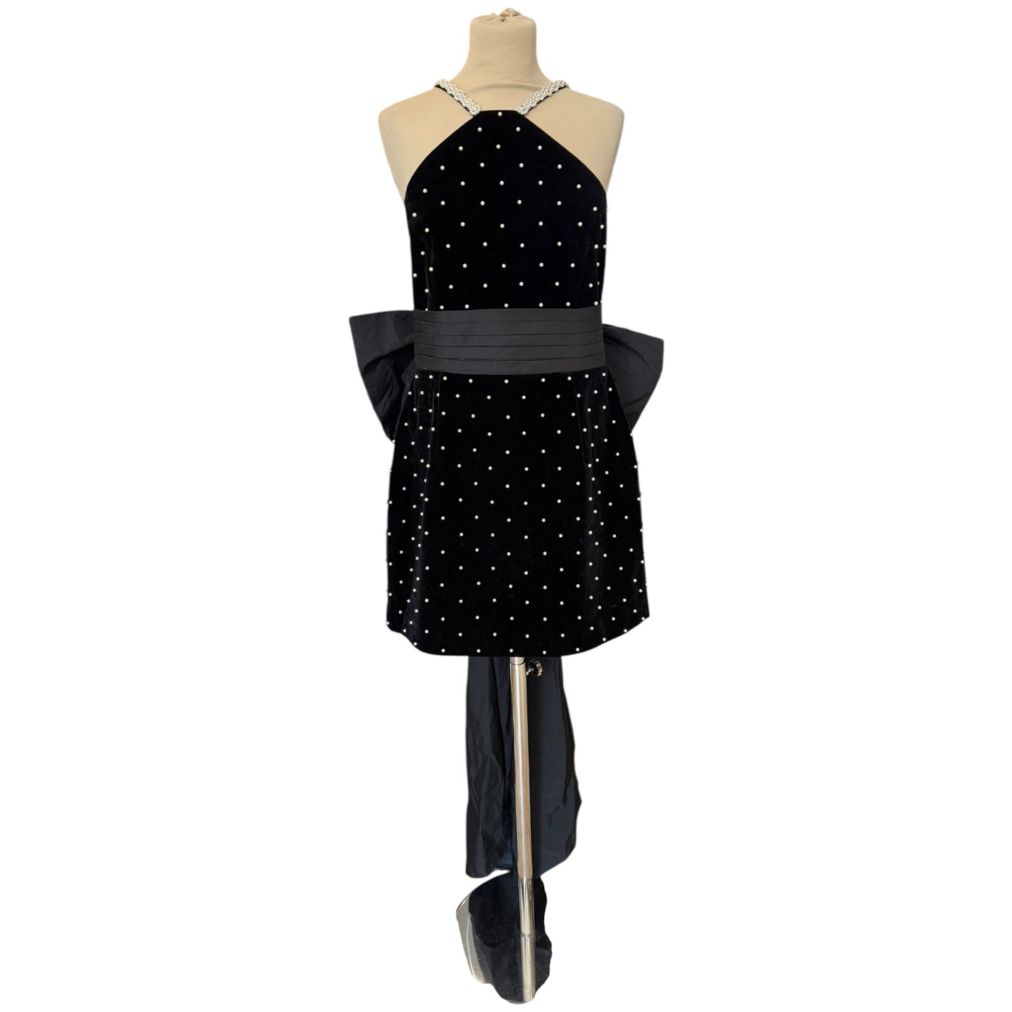 Rebecca Vallance Black Hope Embellished Velvet Minidress - 12