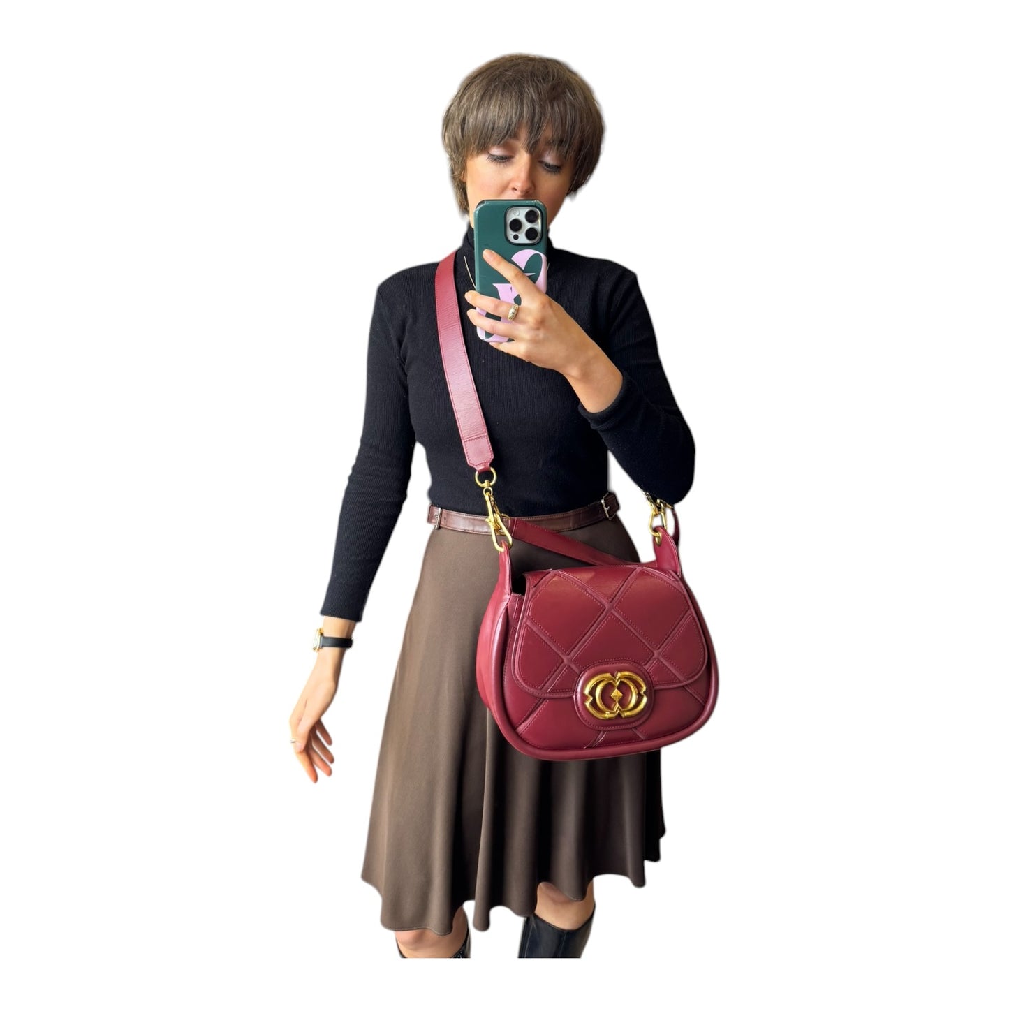 La Carrie Burgundy Bag with Two Straps