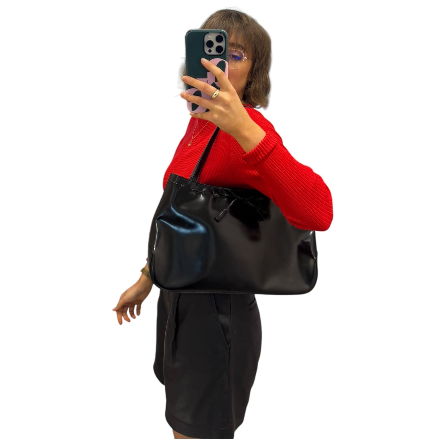 Anya Hindmarch Black Leather Shoulder Bag