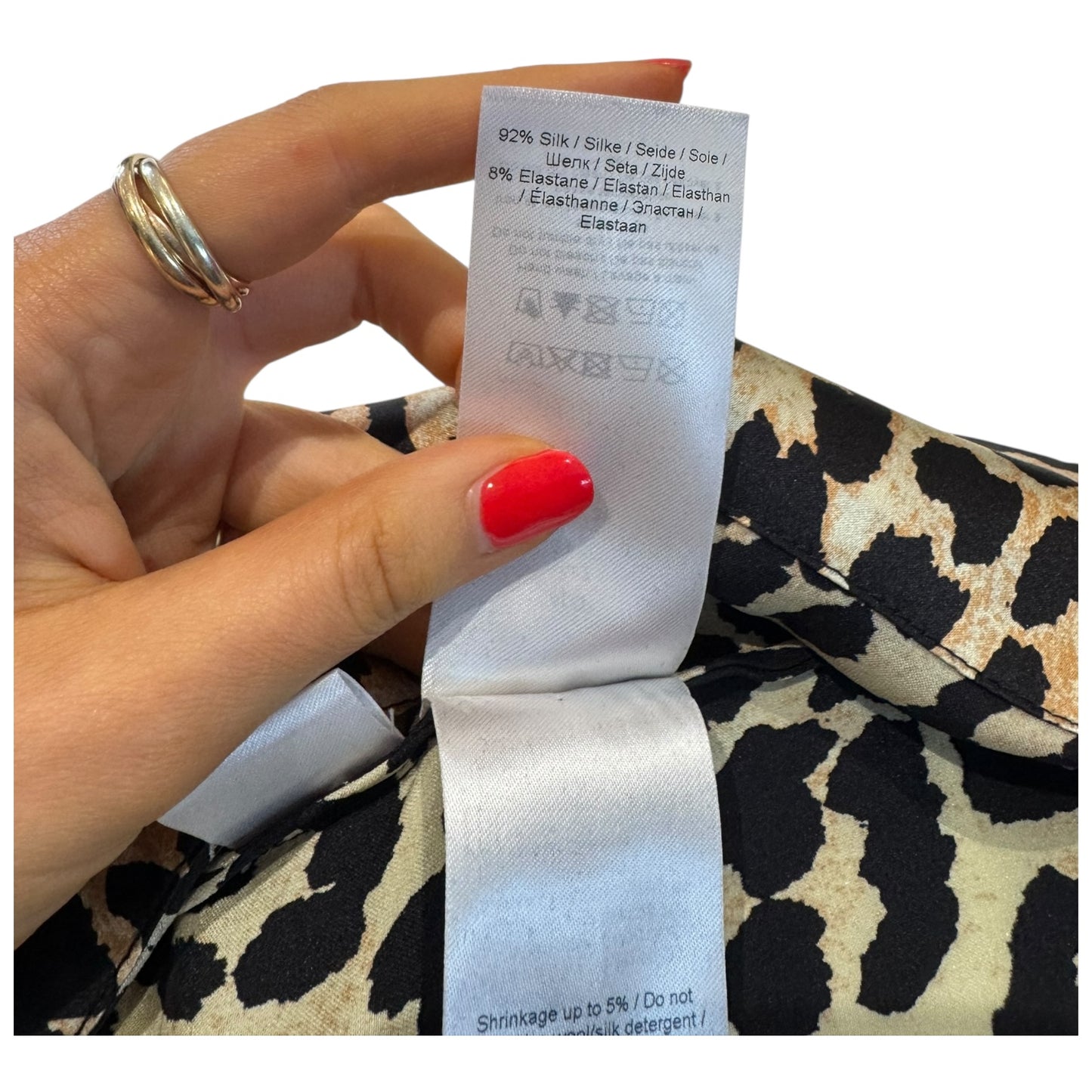 Ganni Leopard-Print Silk-Blend Satin Mini Shirtdress - 10