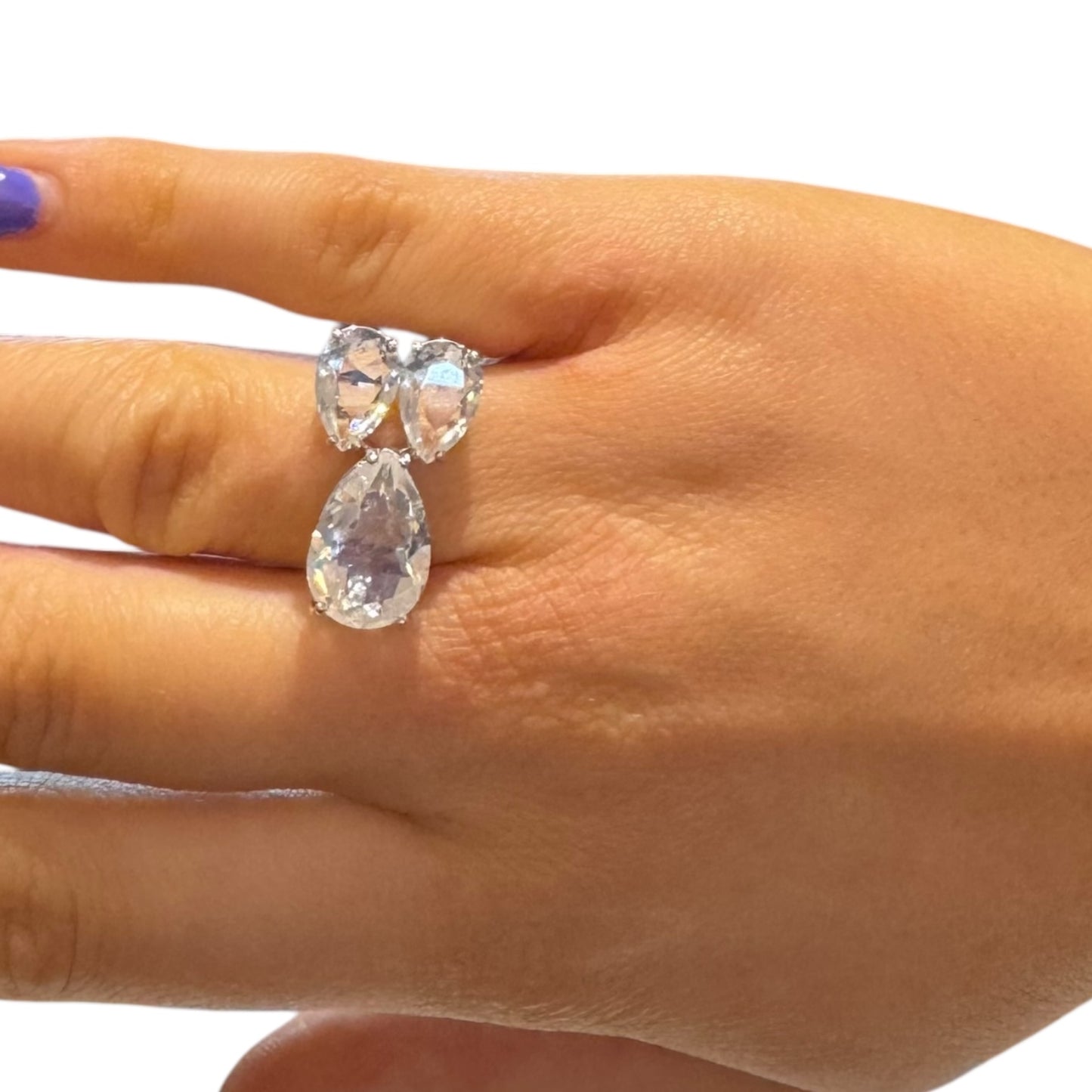 Swarovski Millenia Cocktail Ring with Pear Cut Crystals - Size 52