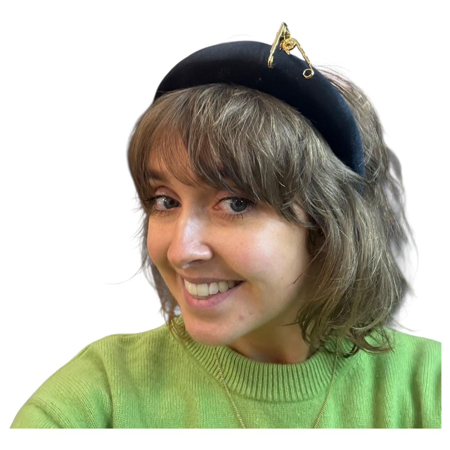 Versace Black Velvet and Gold Safety Pin Headband