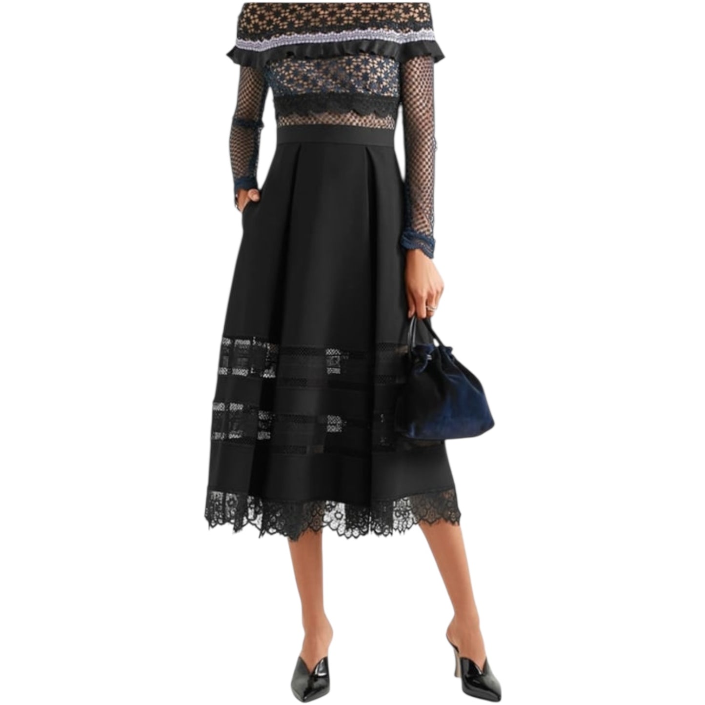 Self Portrait Bellis Lace Trim Midi Dress - 8