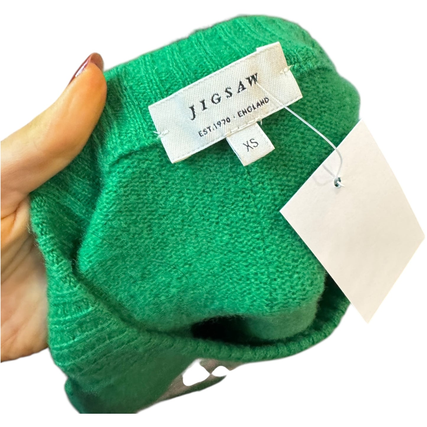 Jigsaw Green and Pink Merino Wool Mine Slogan Jumper - 8