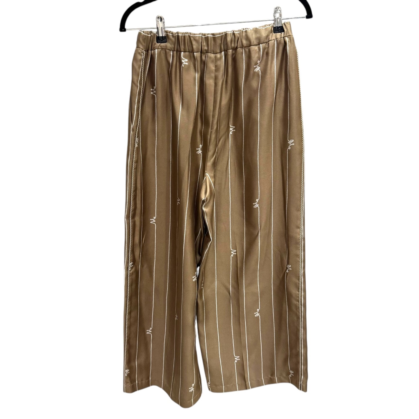 Max Mara Tan and White 'Calabra' Silk Trousers - 8