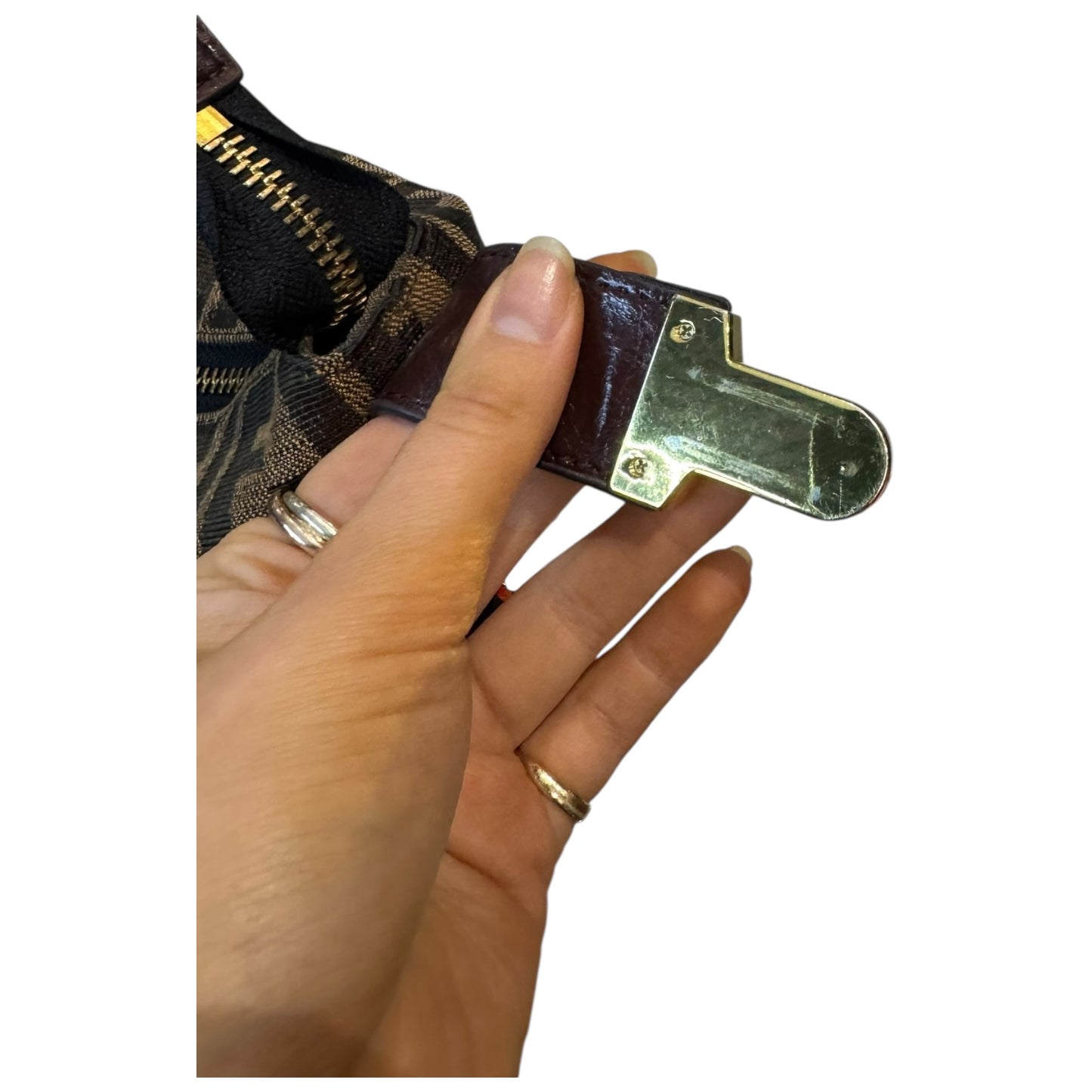 Fendi Zucca Monogram Mini Bag with Burgundy