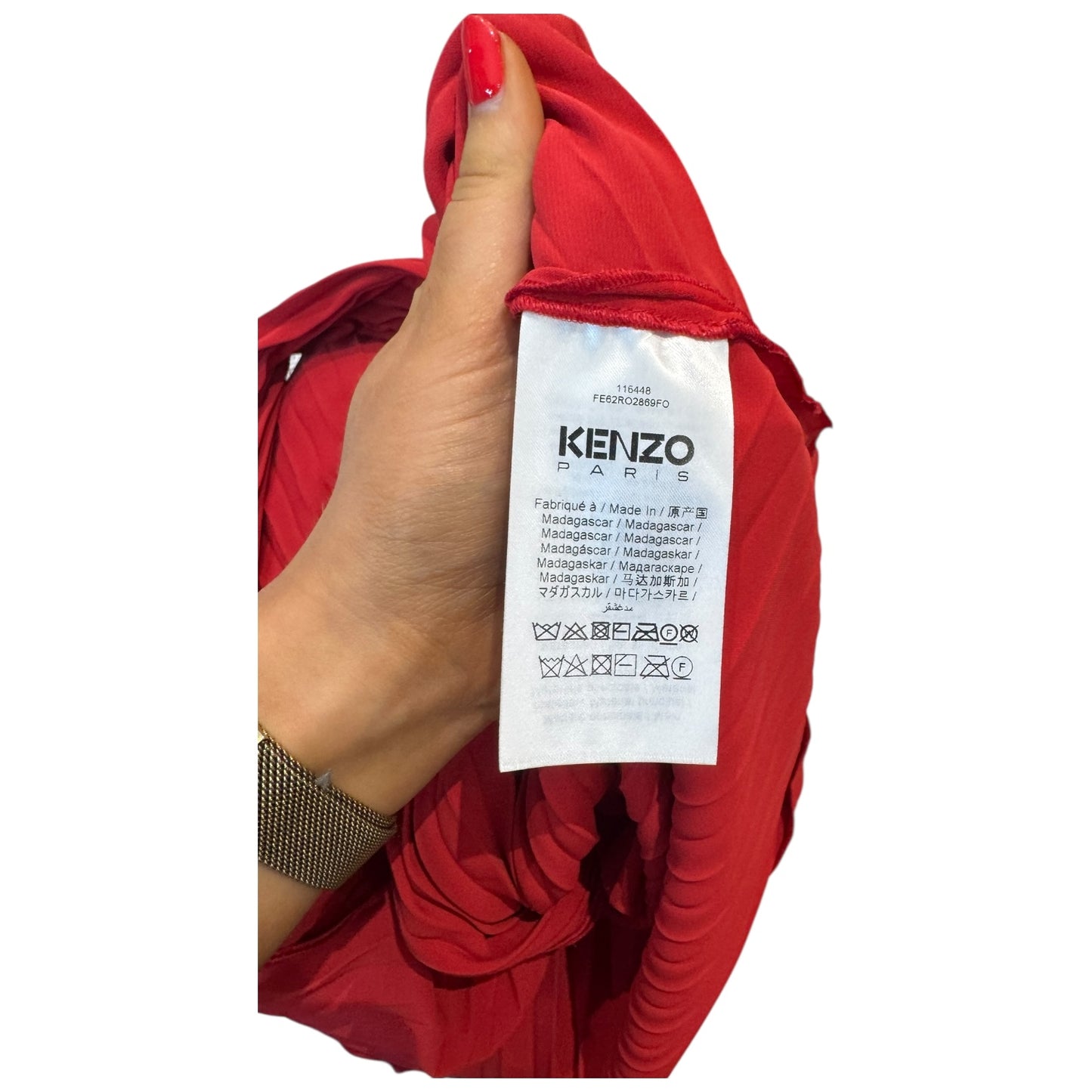 Kenzo Red Sun-ray Pleated Mini Dress - 10