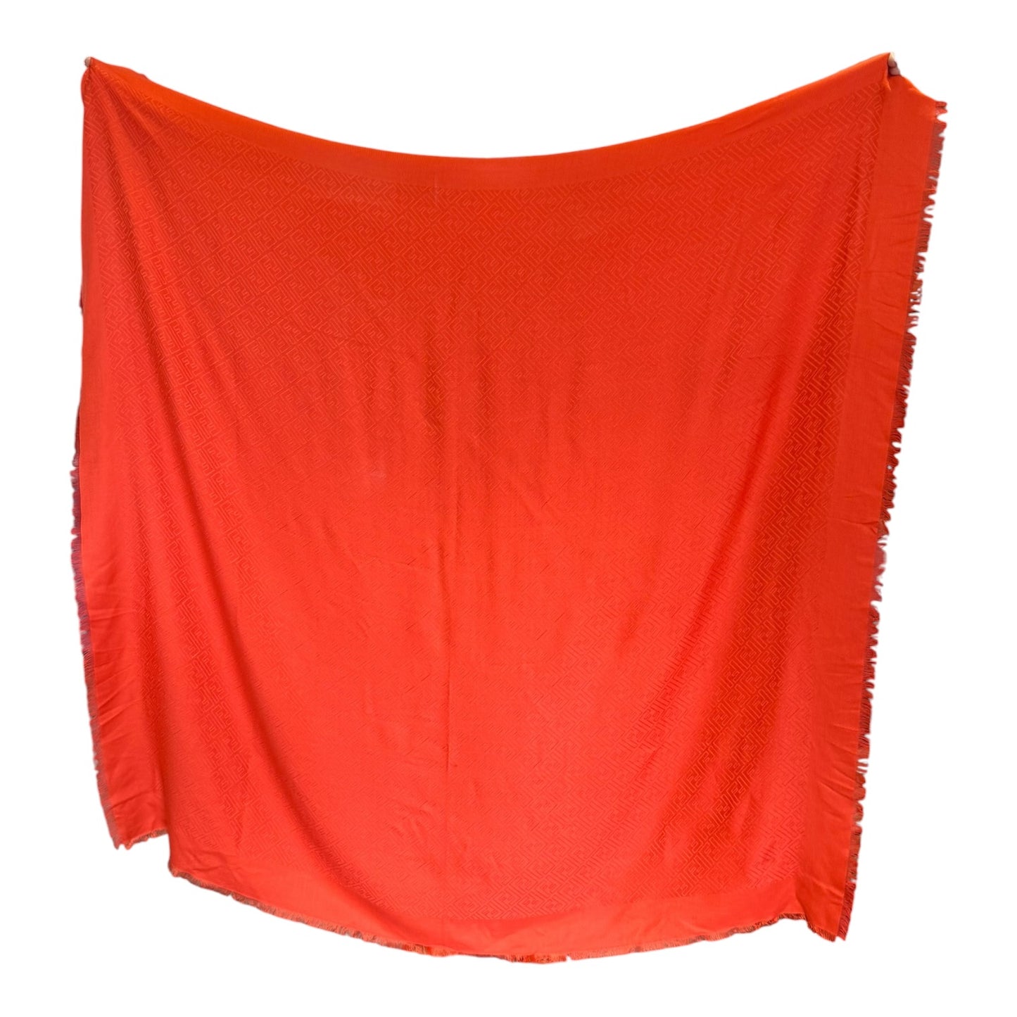 Fendi Monogram Zucca Orange Wool and Silk Scarf