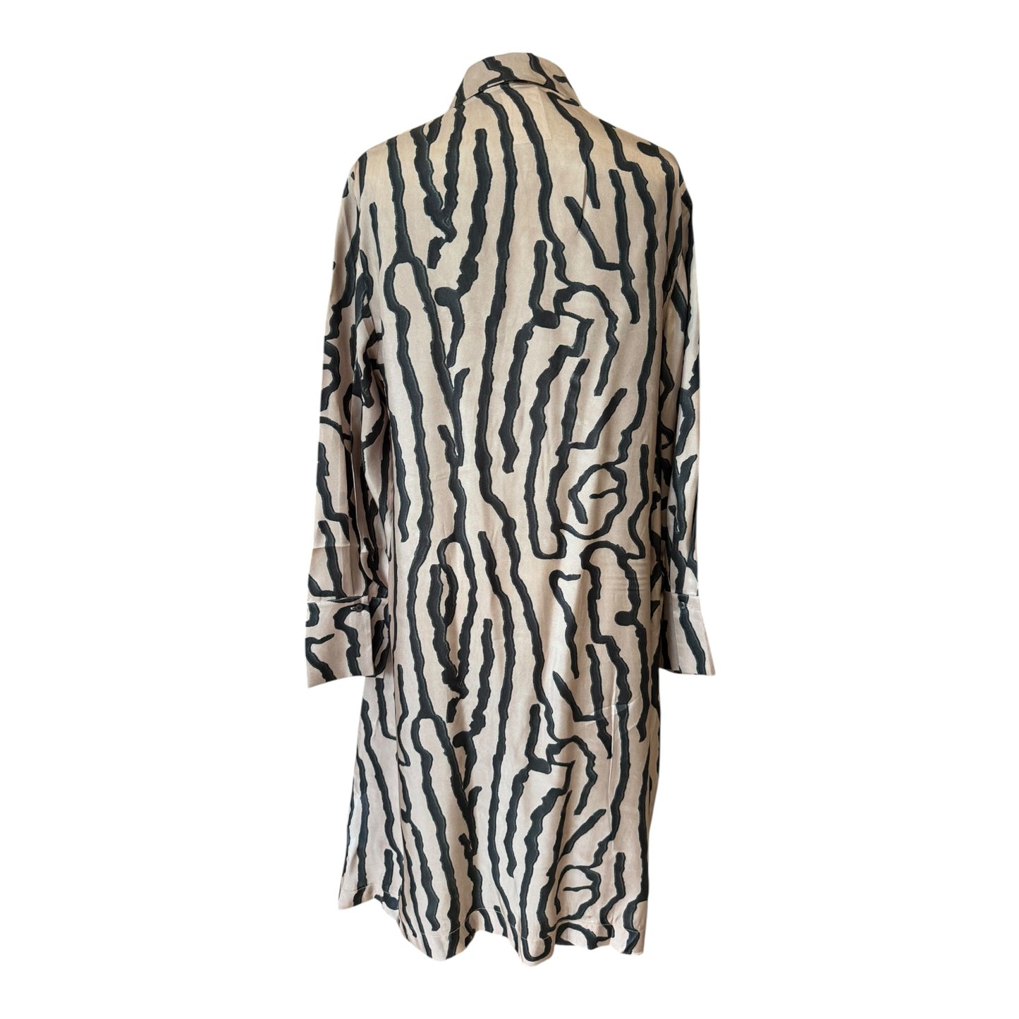 Luisa Cerano Taupe and Black Pattern Shirt Dress - 12/14 - NEW