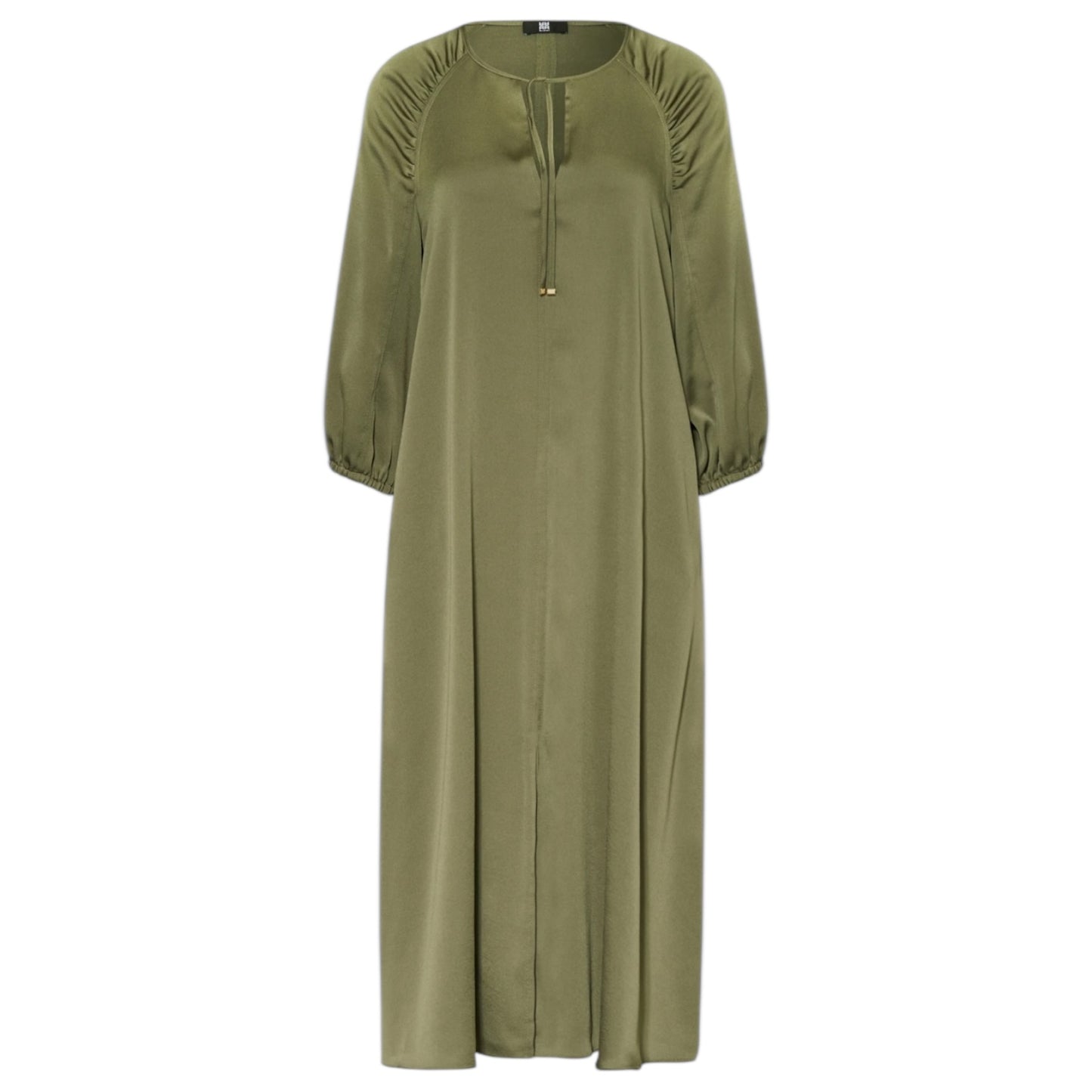 Riani Olive Satin Dress with 3/4 Sleeves - 18 - NEW