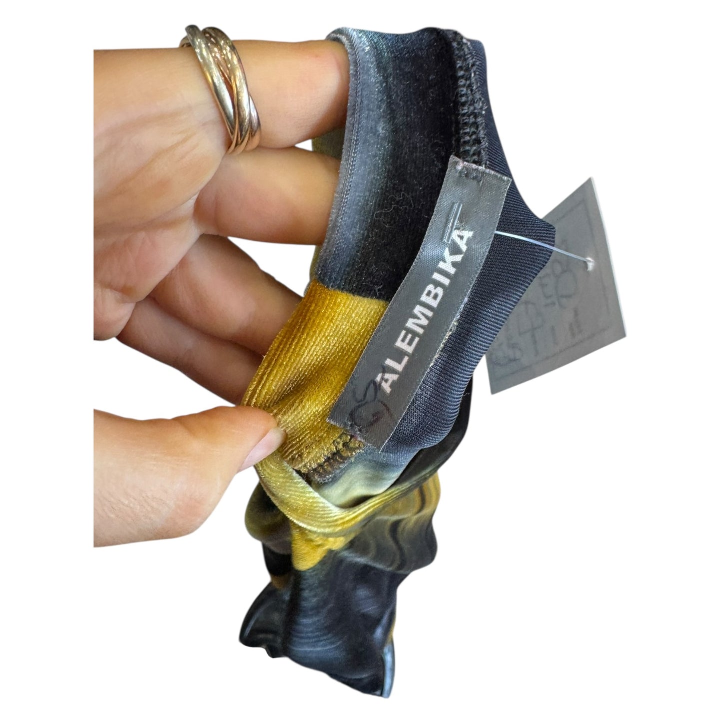 Alembika Yellow and Black Velvet Top - 14/16