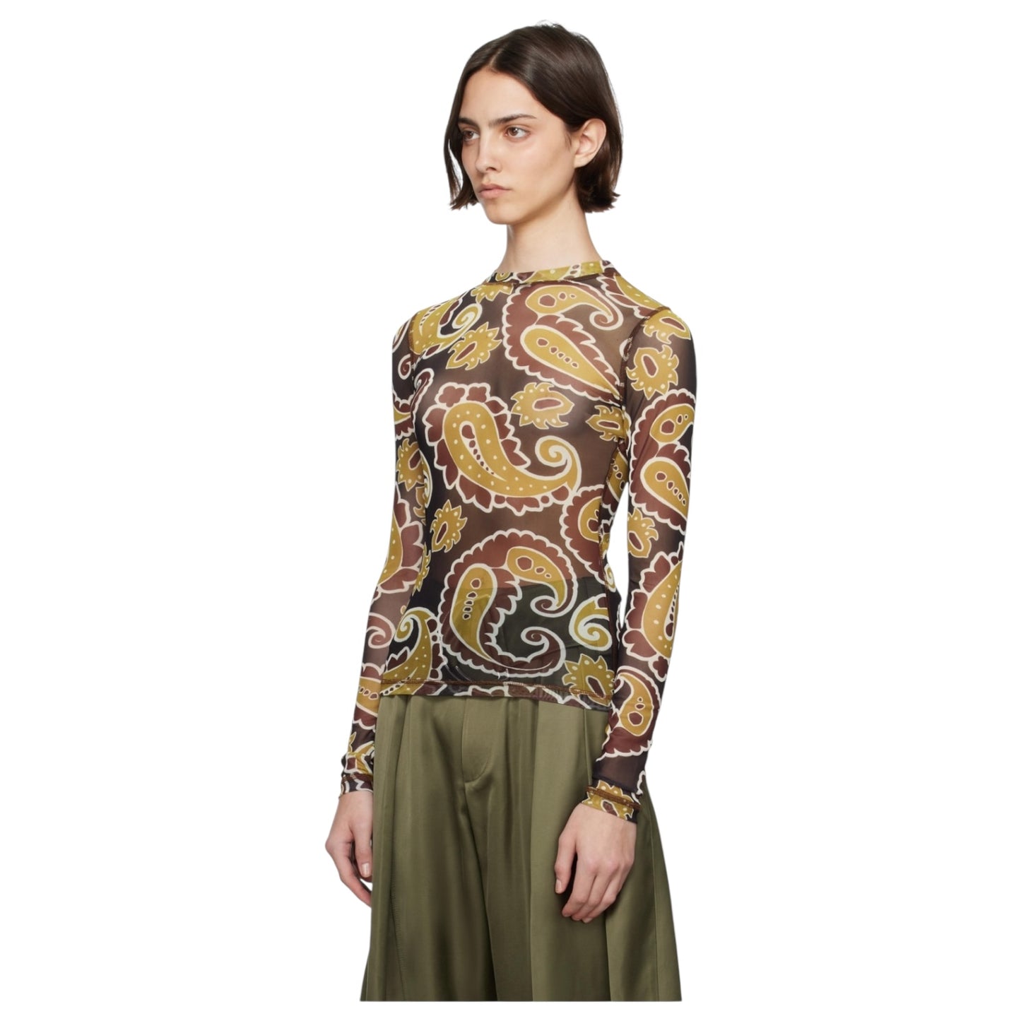 JW Anderson Underpinning Brown Paisley Mesh Top - 10