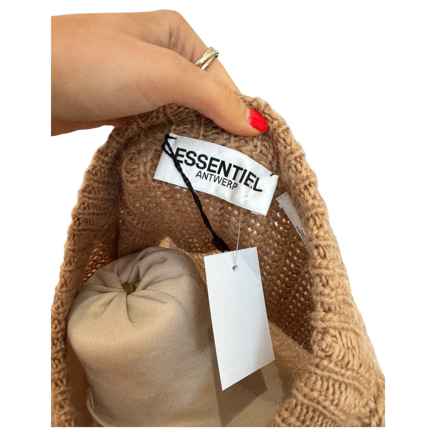 Essentiel Brown and Ecru Knit Sweater with Sequin-Embellished Stripes - 14/16 - NEW