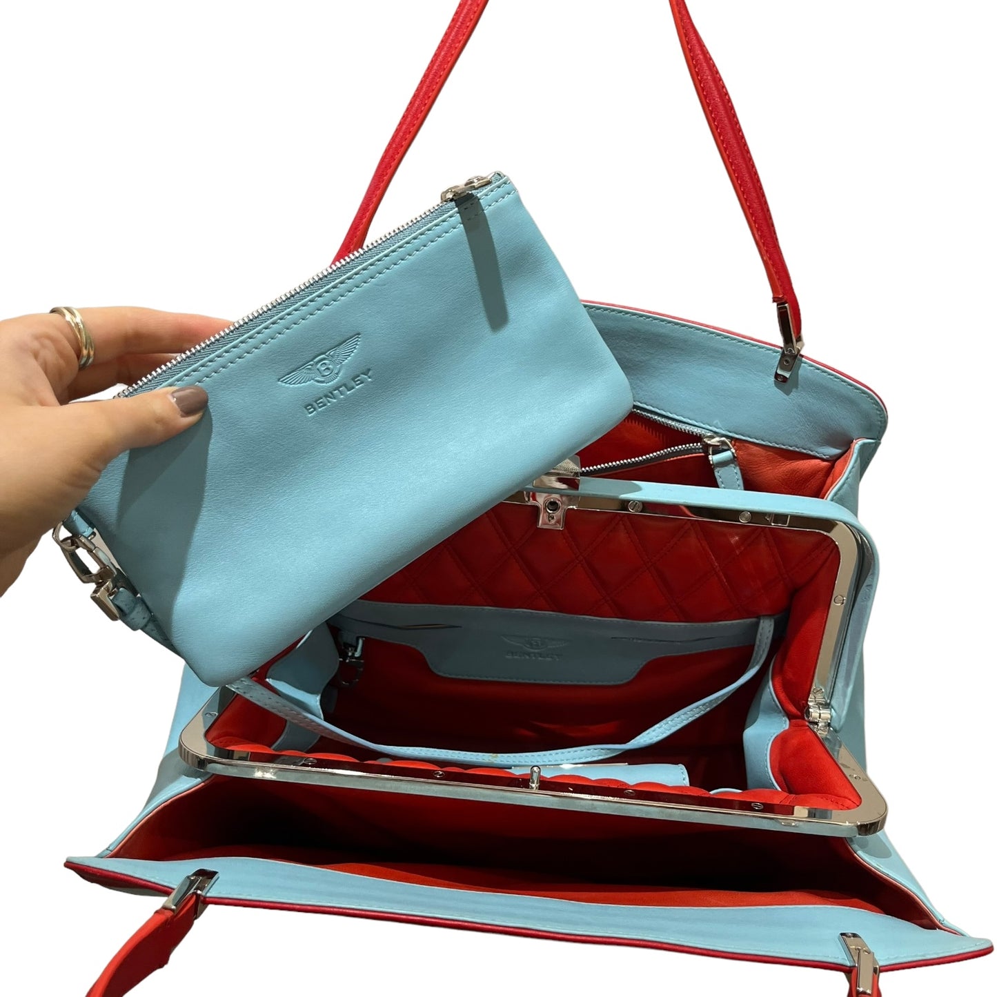 Bentley Turquoise and Red Bag