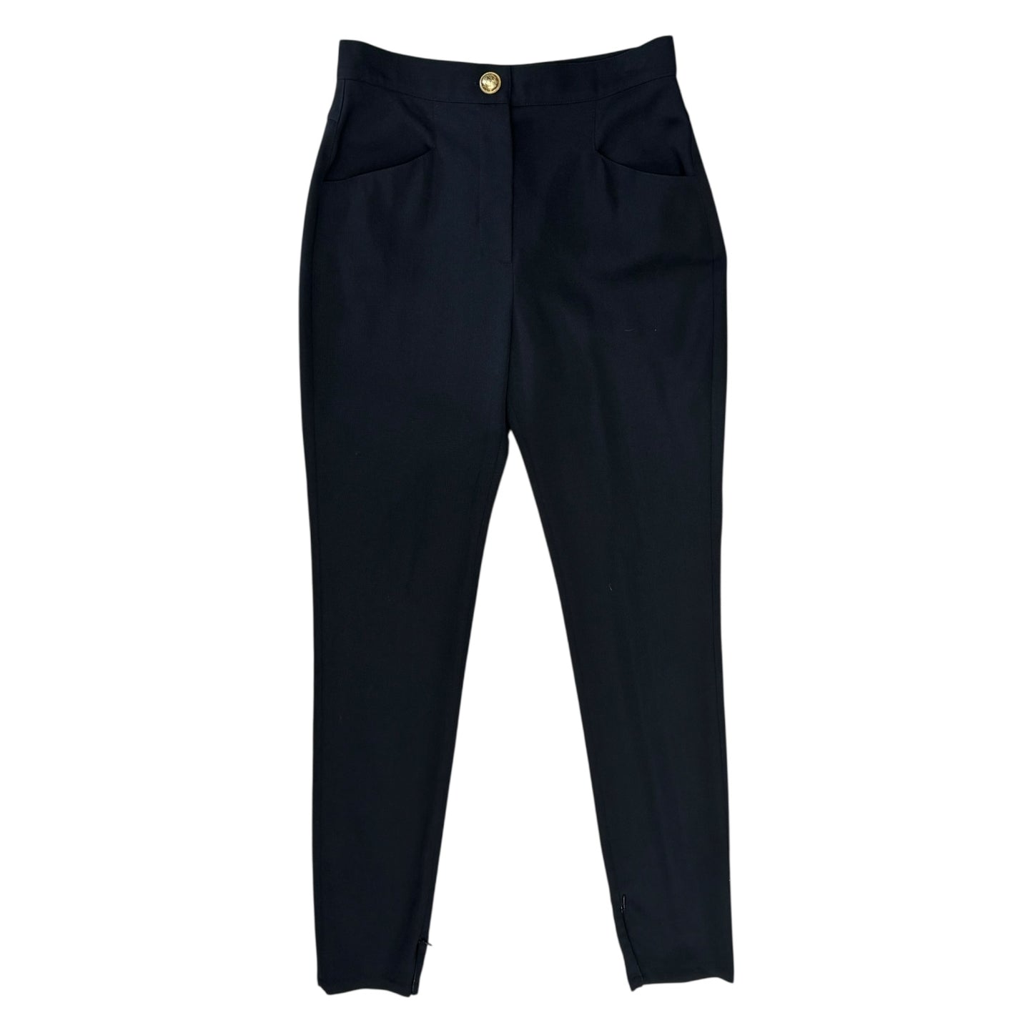 Balmain Black Wool Tapered Tailored Trousers - 10