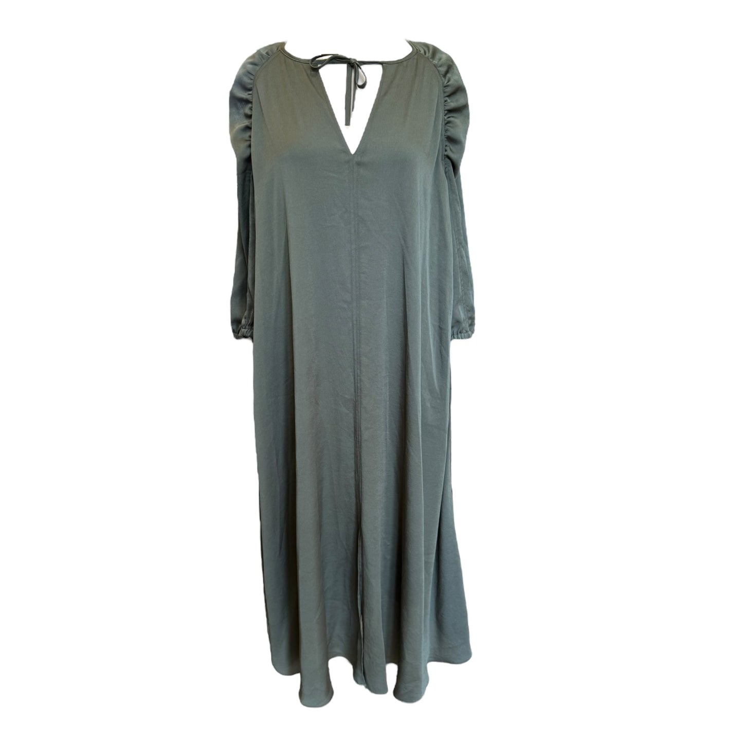 Riani Olive Satin Dress with 3/4 Sleeves - 18 - NEW