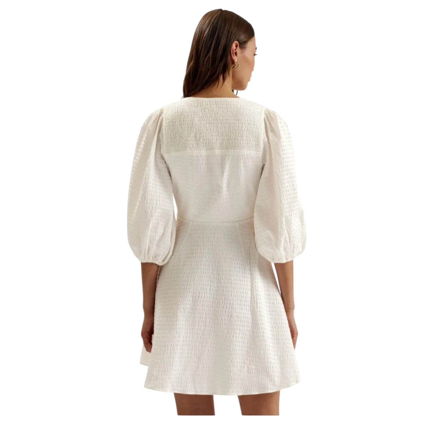 Ted Baker White Askas Seersucker Tie Front Mini Dress - 10 - NEW