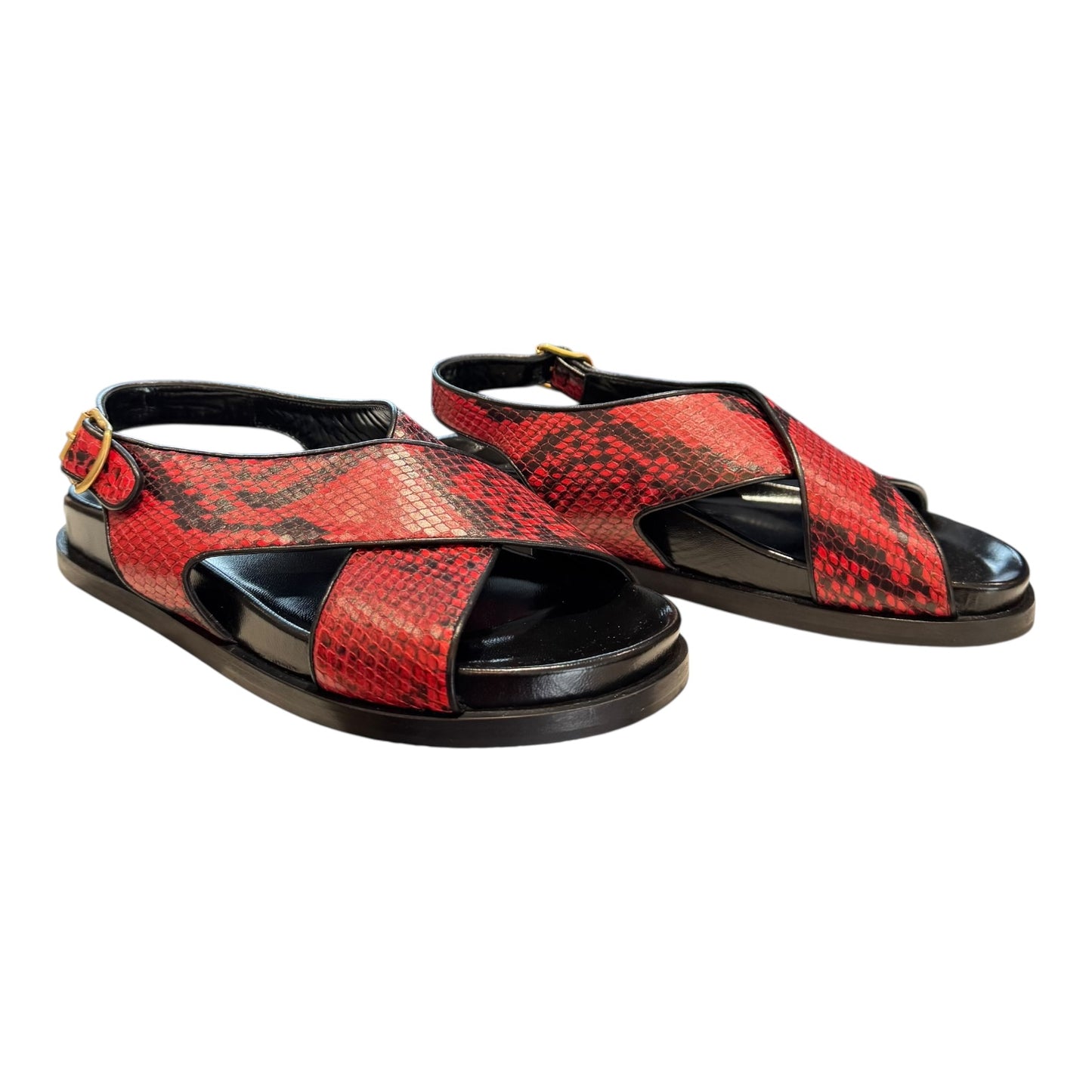 Dries Van Noten Snake Print Sandals Vermillion - 6 - NEW