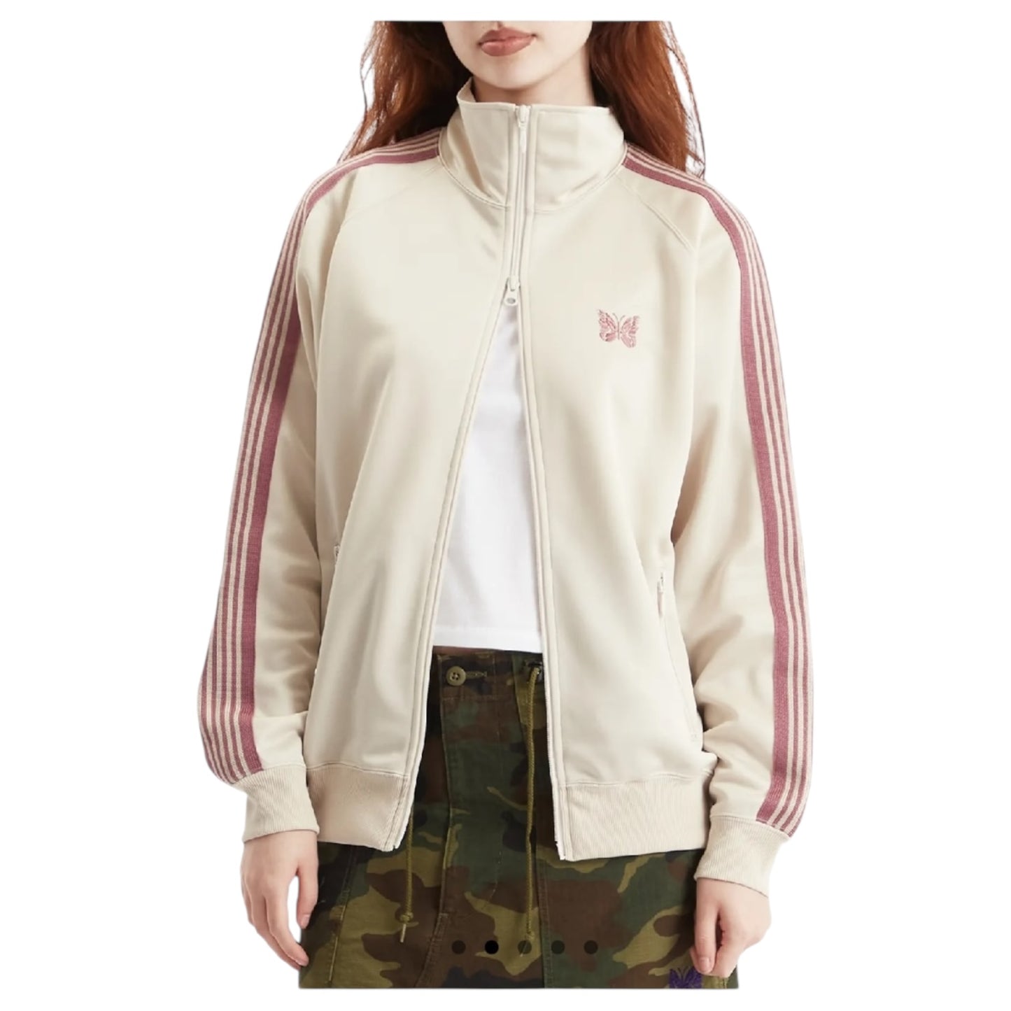 Needles Track Jacket in Cream and Dusk Pink - 10