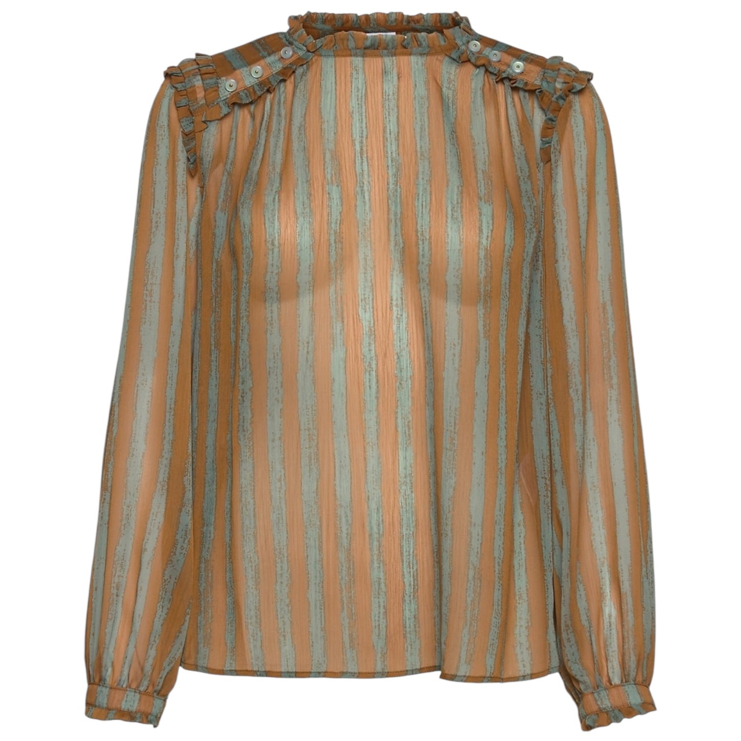Coster Tan and Blue Stripe Chiffon Blouse - 14