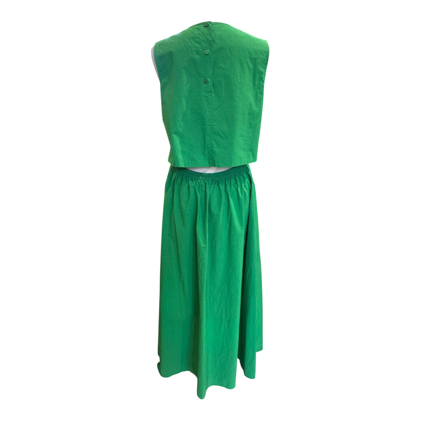 COS Green Open-back Cotton Midi Dress - 12/14