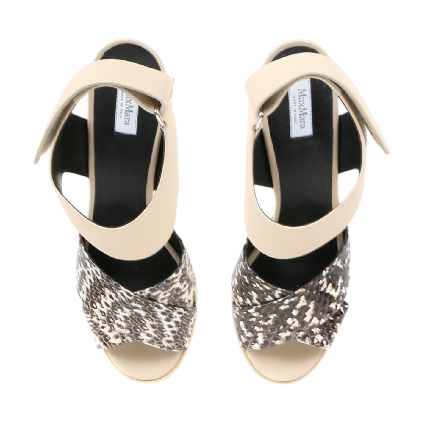Max Mara Beige and Snake Print Heels - 38 / 5