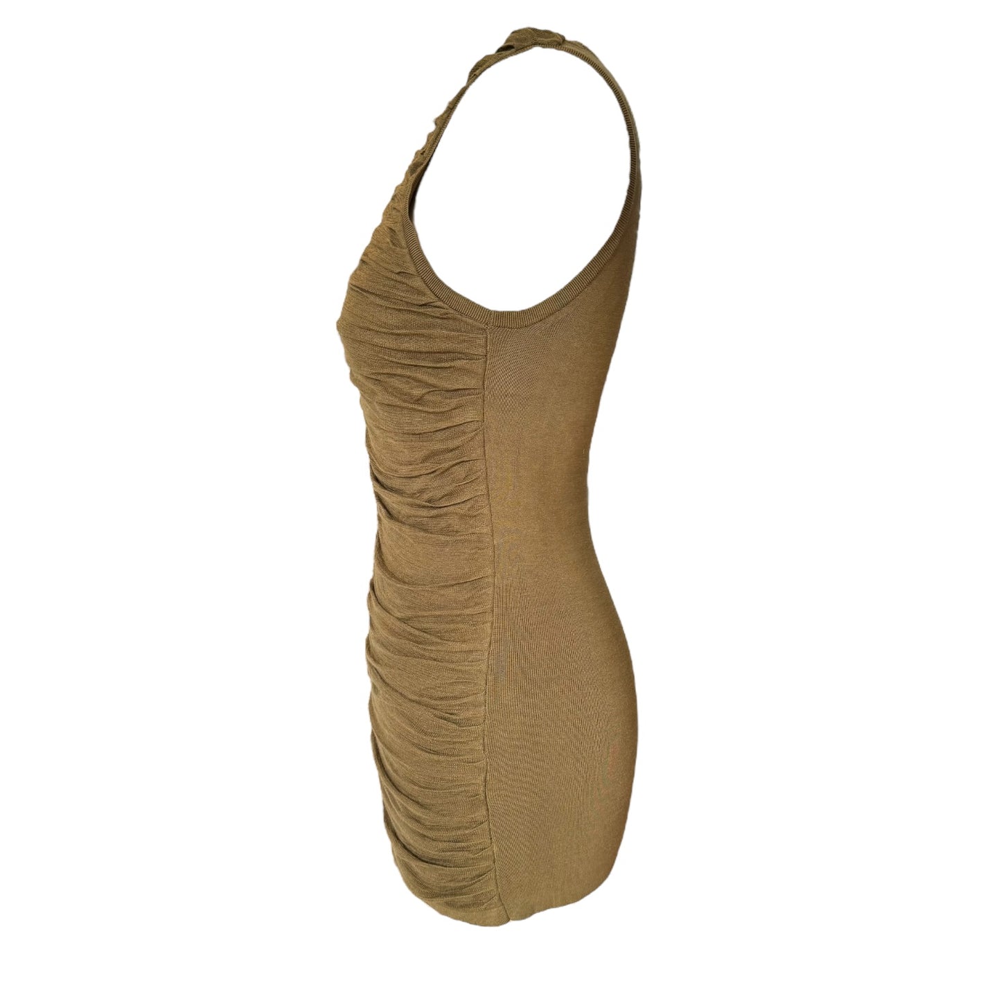 Burberry Khaki Silk Ruched Top - 10/12