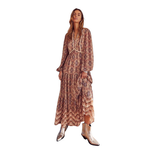 Mint Velvet Abstract Print Tiered Maxi Dress - 12 - NEW