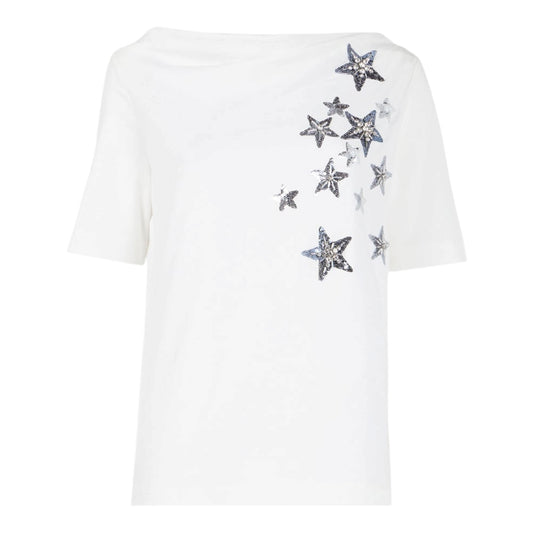 Liu Jo White T Shirt with Star Embellishment - 12 - NEW
