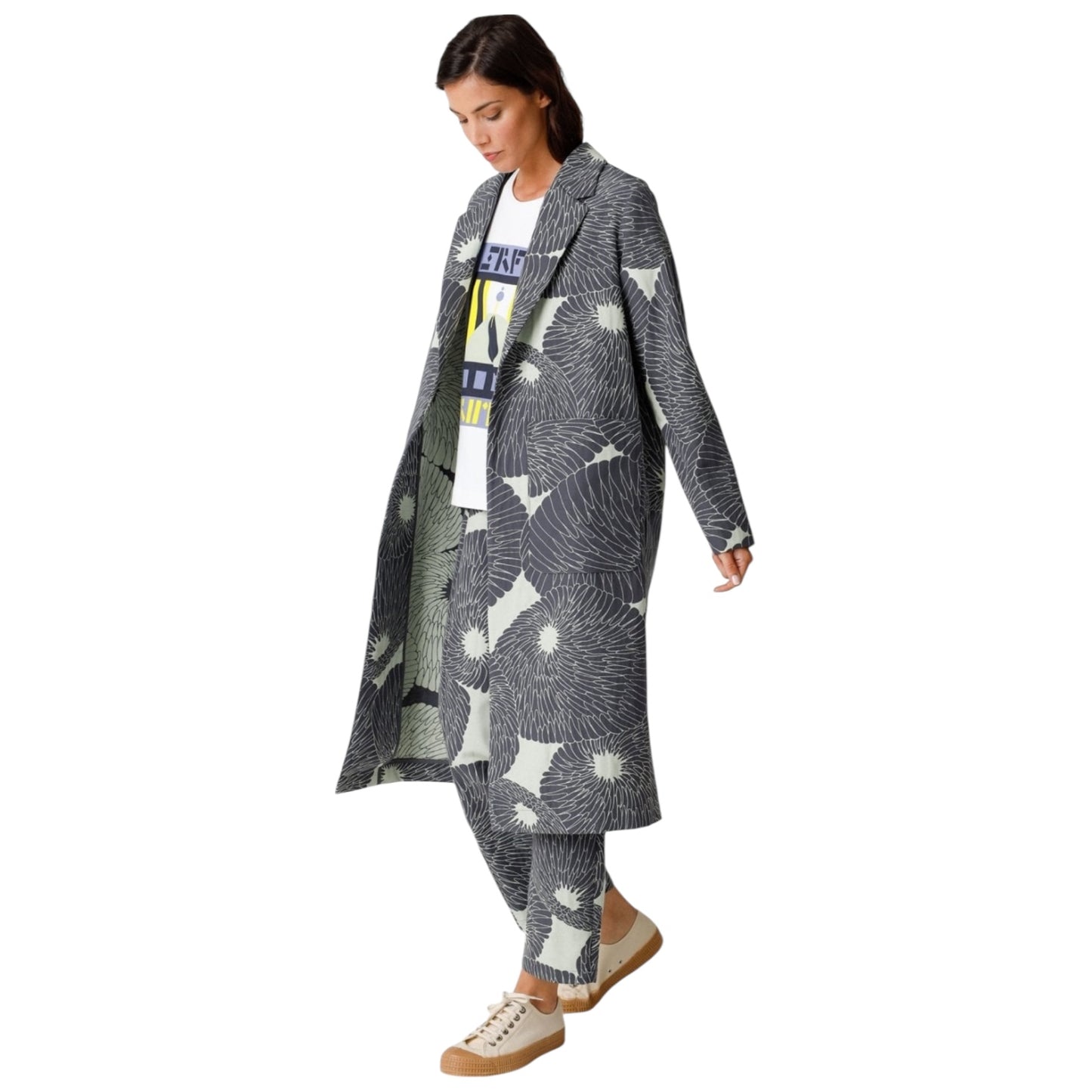 SKFK Grey and Turquoise Floral Coat - 12