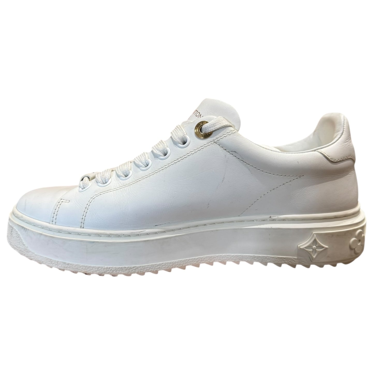 Louis Vuitton White Gold and Silver Time Out Sneakers - 37/4