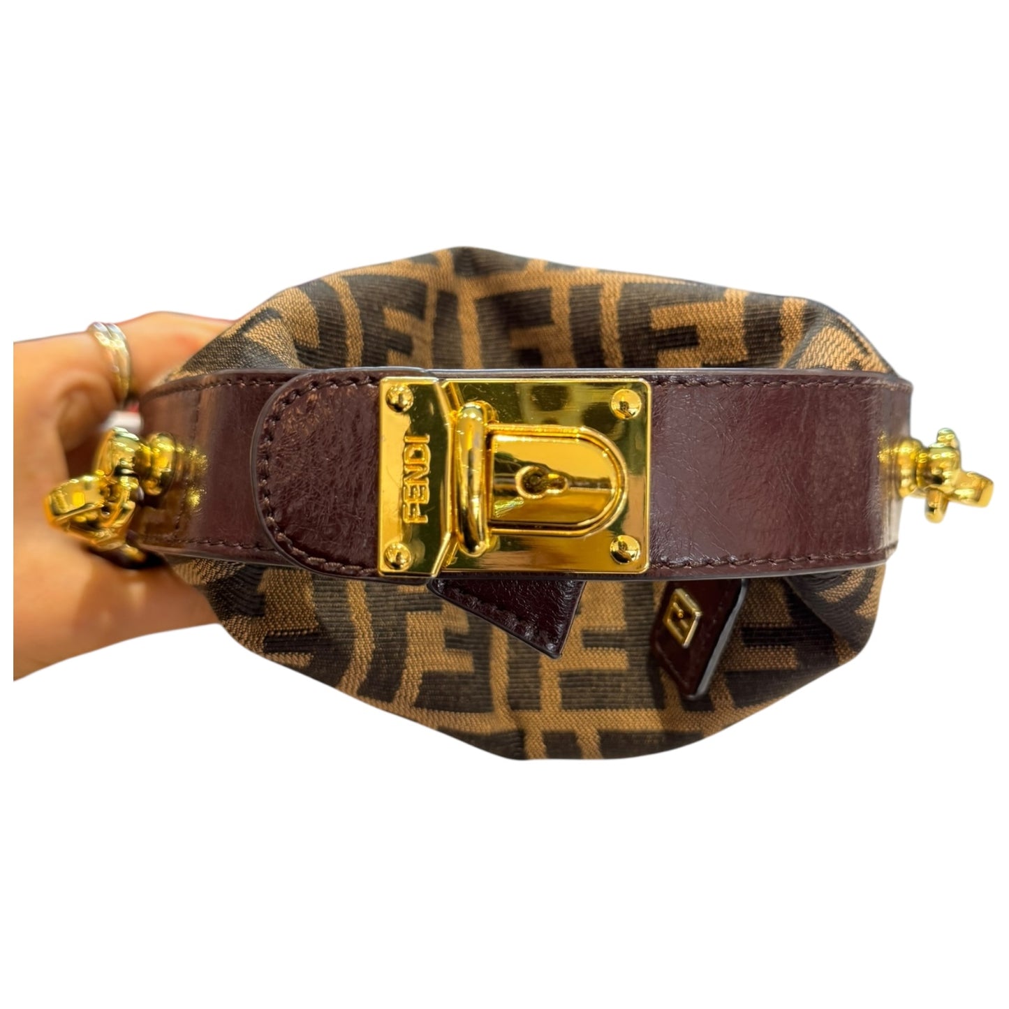 Fendi Zucca Monogram Mini Bag with Burgundy