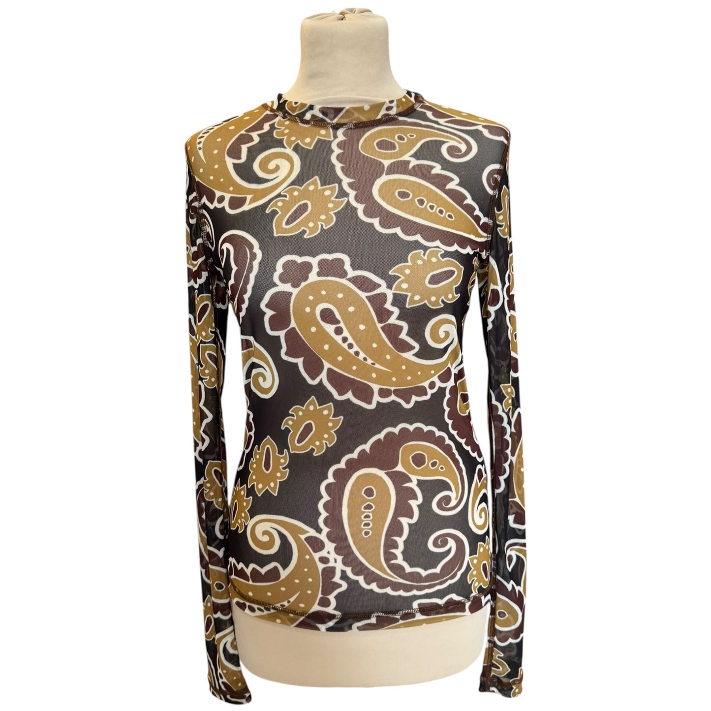 JW Anderson Underpinning Brown Paisley Mesh Top - 10