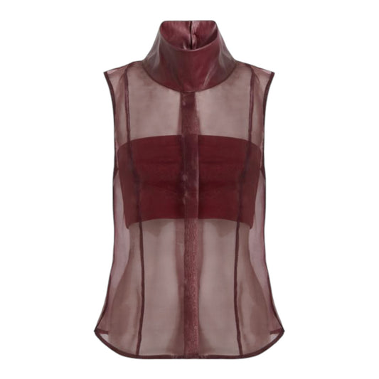 Coloma's Fiorella Burgundy Organza Top - 8/10 - NEW