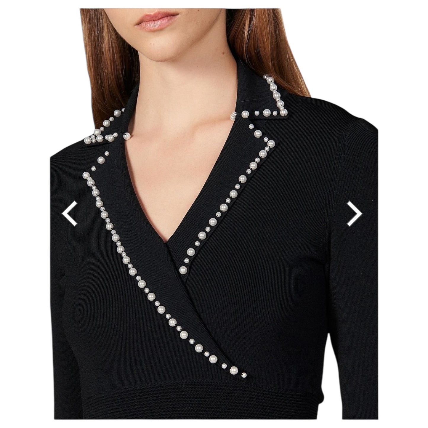 Sandro Suity Black Pearl Knit Dress - 10/12 - NEW