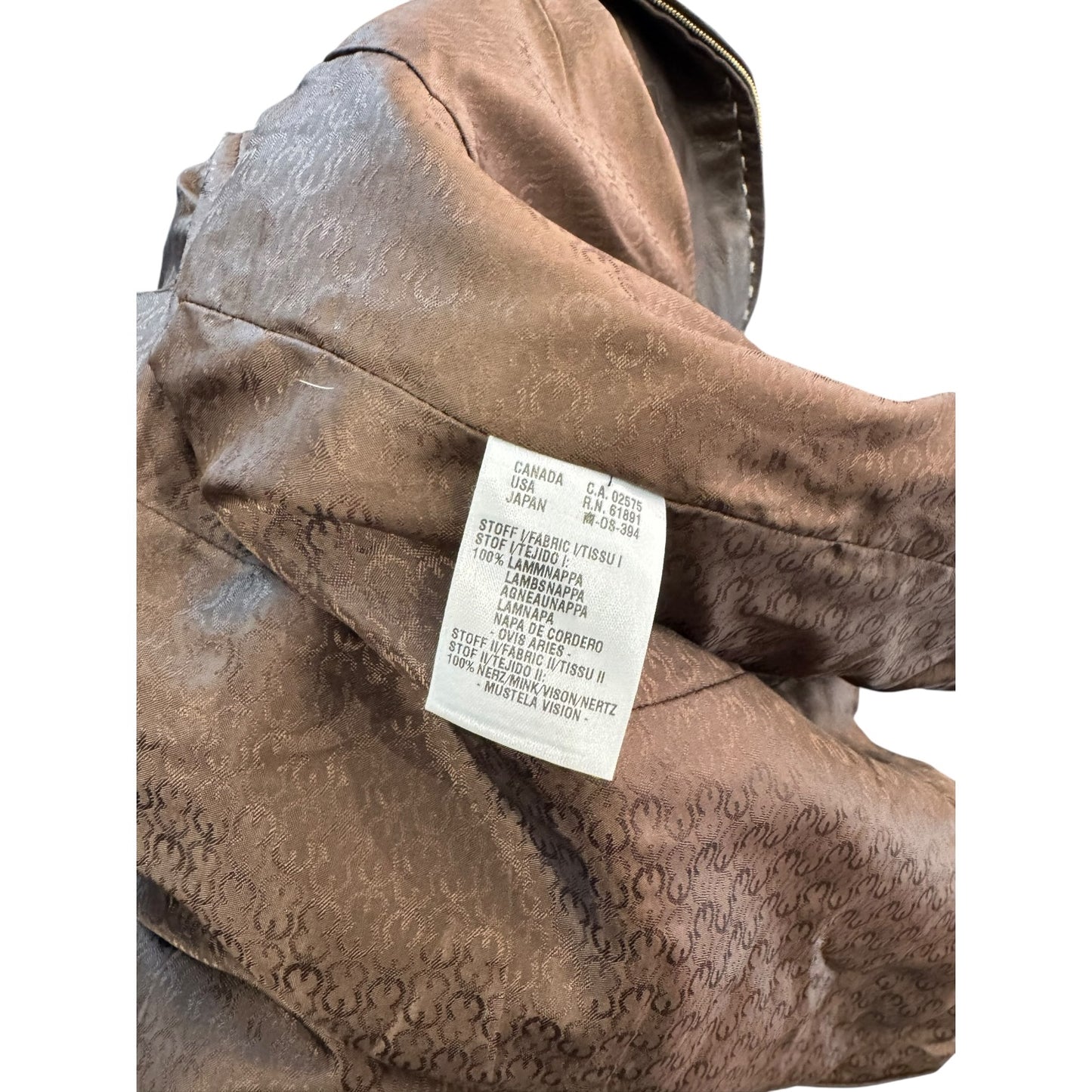 Escada Brown Contrast Stitch Leather Jacket - 10-12, 14-16