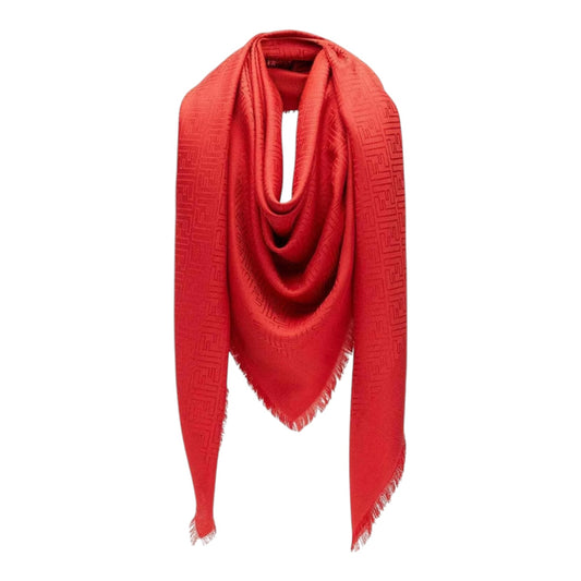 Fendi Monogram Zucca Orange Wool and Silk Scarf