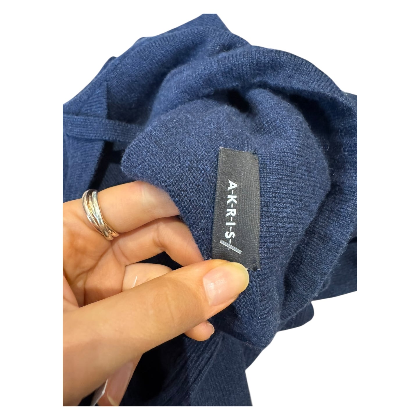 Akris Navy Cashmere Dress - 10