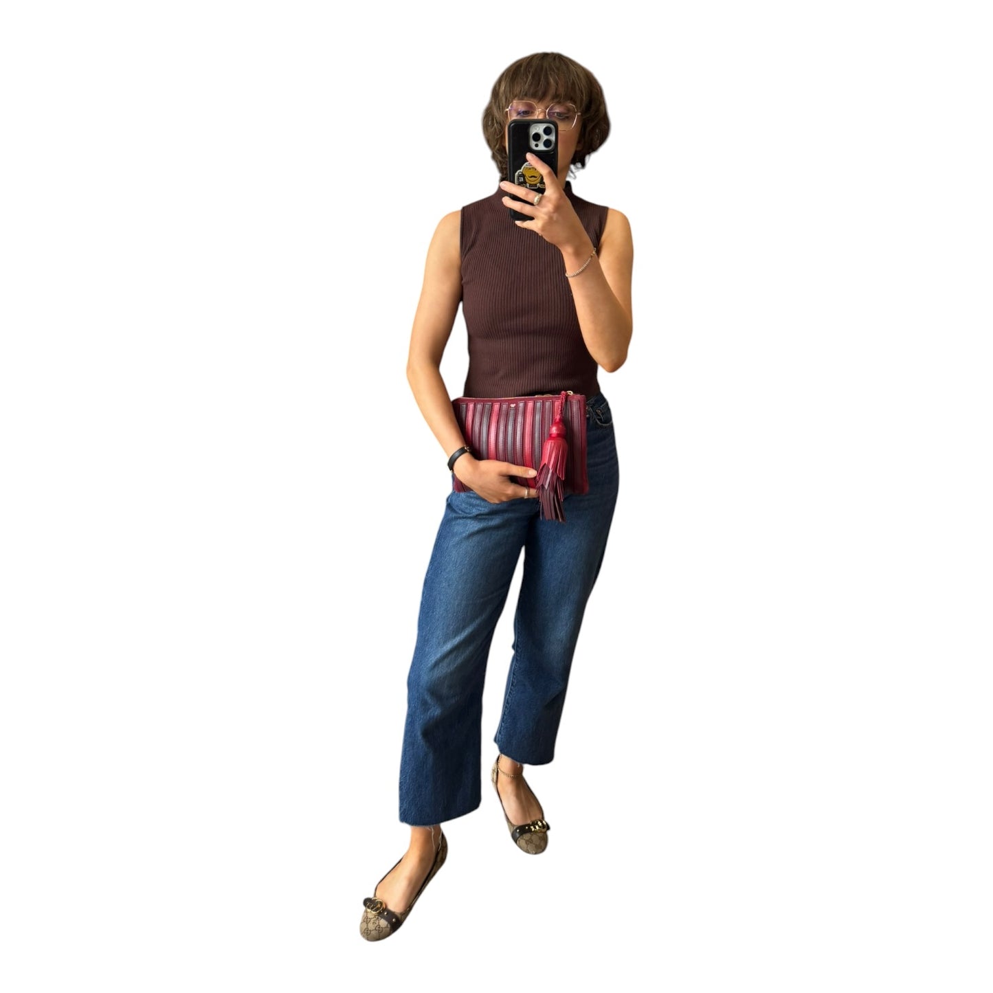 Anya Hindmarch Red and Burgundy Clutch