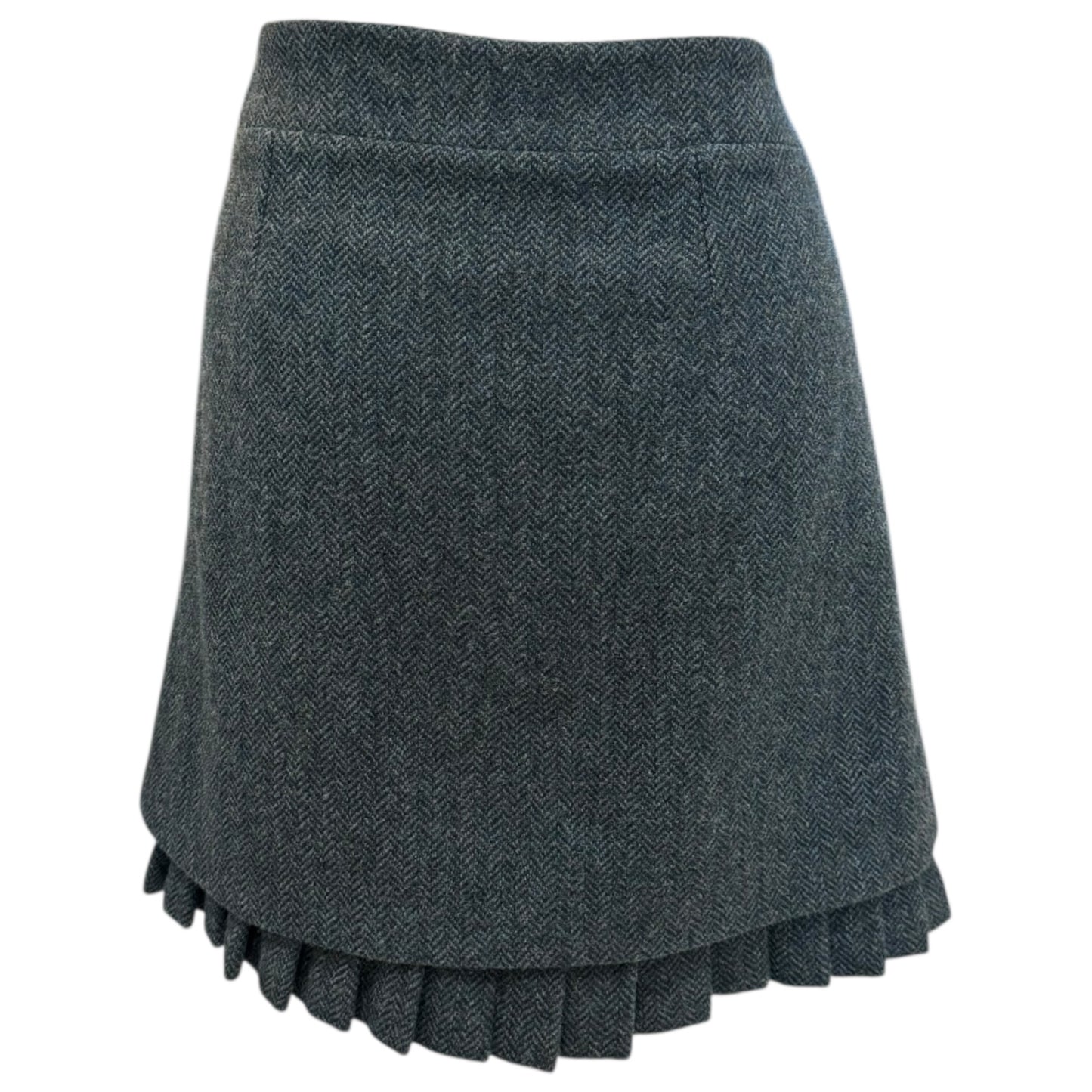 Jigsaw Teal Tweed Frill Hem Skirt - 10