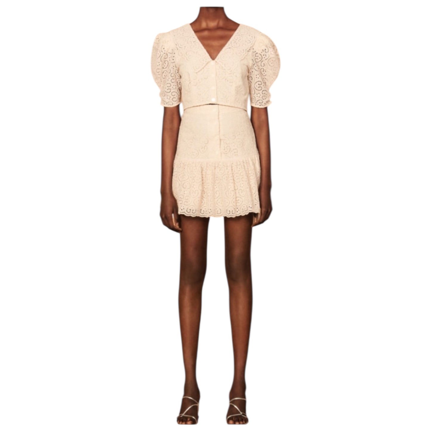 Sandro Cropped Broderie Anglaise Shirt - 10